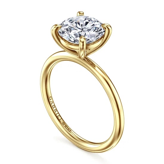 Gabriel & Co. 14K Yellow Gold Round Solitaire Semi-Mount Ring (CZ Center)