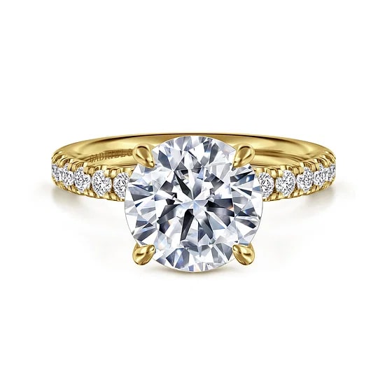 Gabriel & Co. 14K Yellow Gold Diamond Semi-Mount Ring (Round CZ Center)