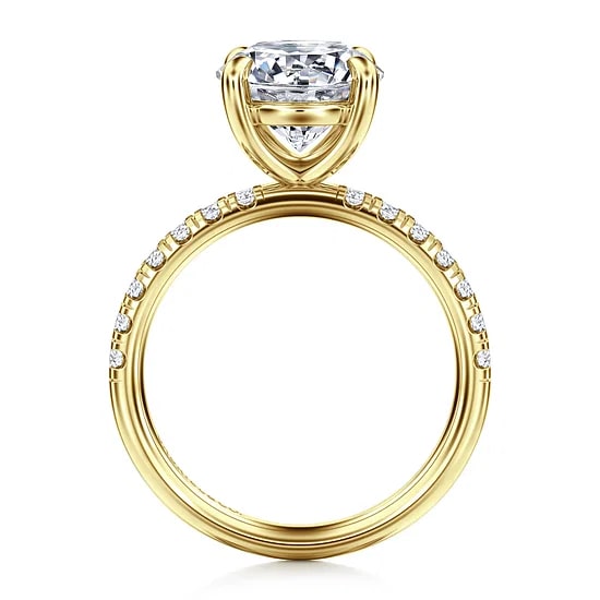 Gabriel & Co. 14K Yellow Gold Diamond Semi-Mount Ring (Round CZ Center)