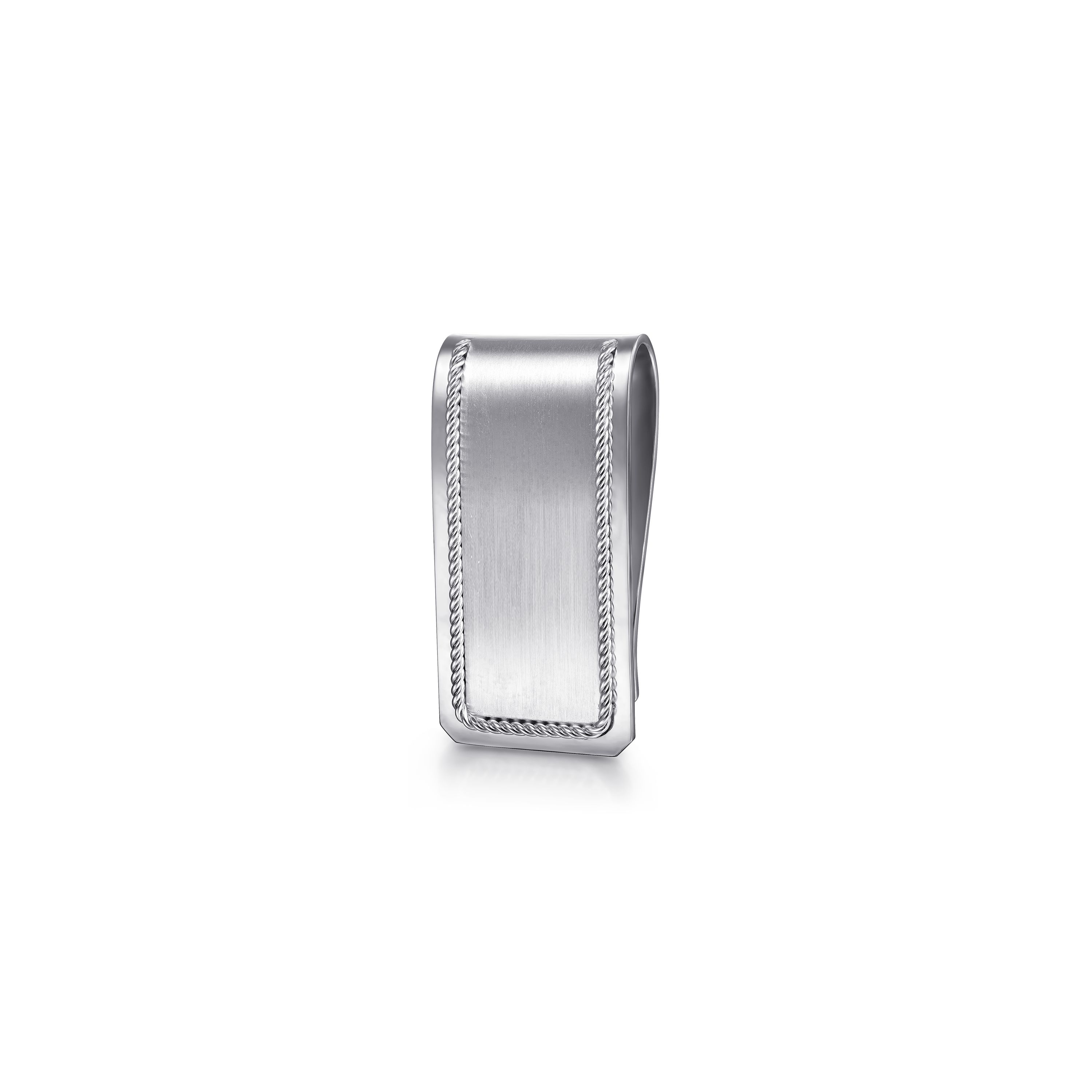 Sterling Silver Satin Brush Twist Rope Trim Money Clip