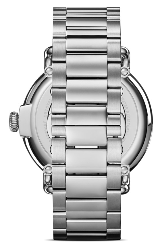 Shinola 41mm Runwell Watch - Ivory Dial with Teal Numbers, Silver Bracelet