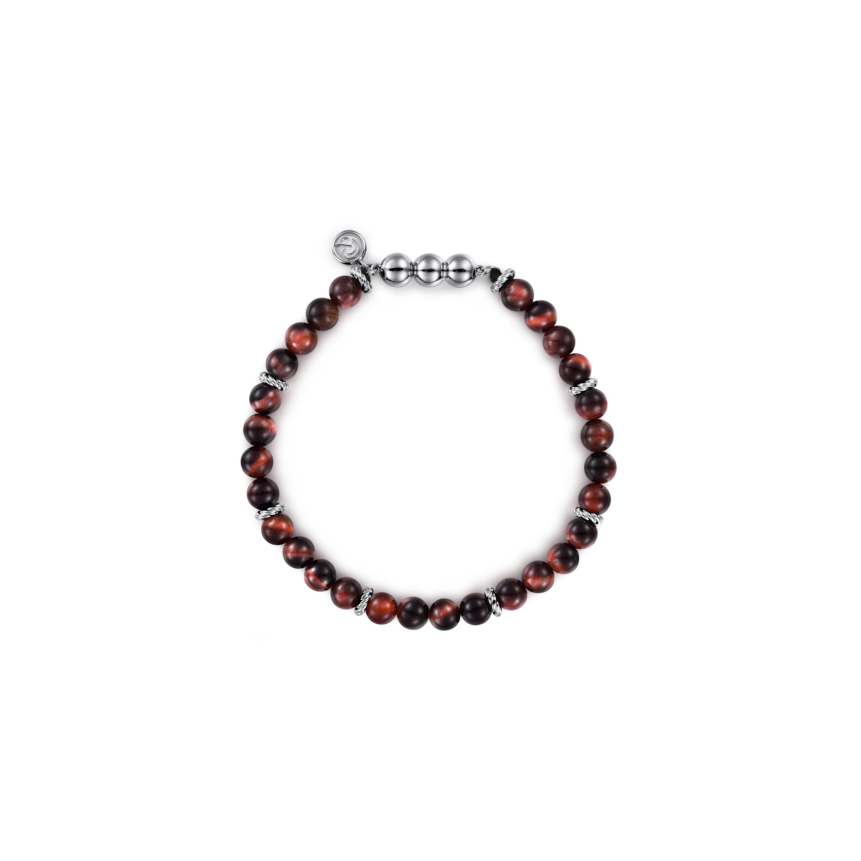 Gabriel & Co. Sterling Silver Tiger's Eye Beaded Bracelet (6mm, 8")