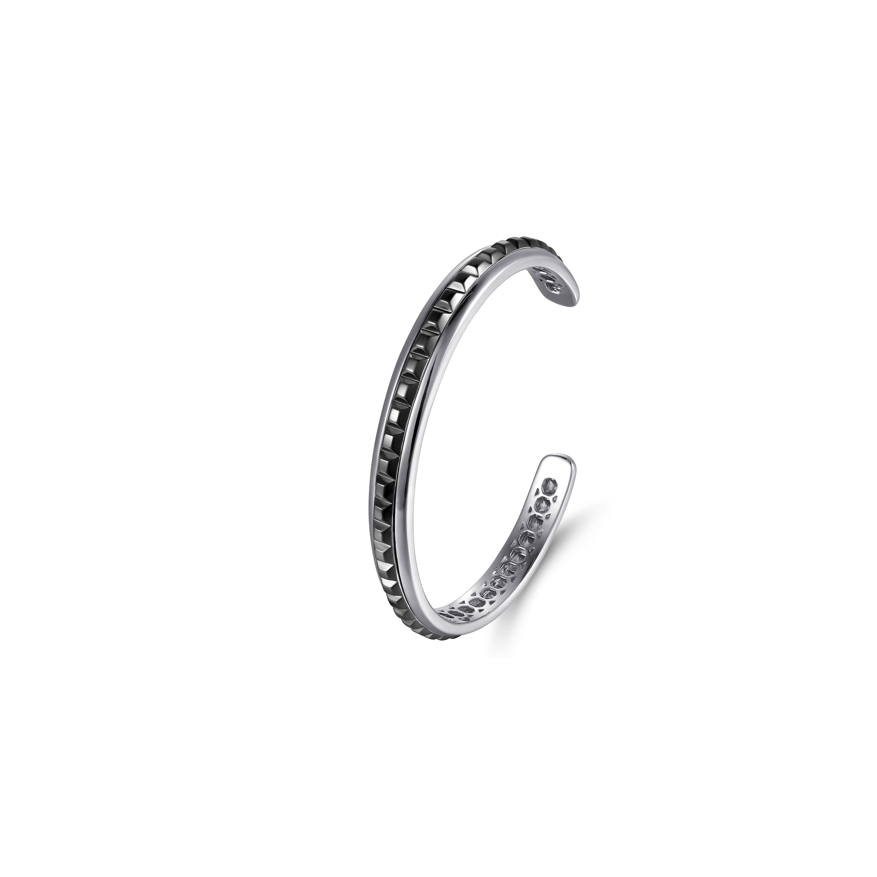 Gabriel & Co. Sterling Silver Black Grommet Inlay Cuff Men's Bangle Bracelet - Size 7.25
