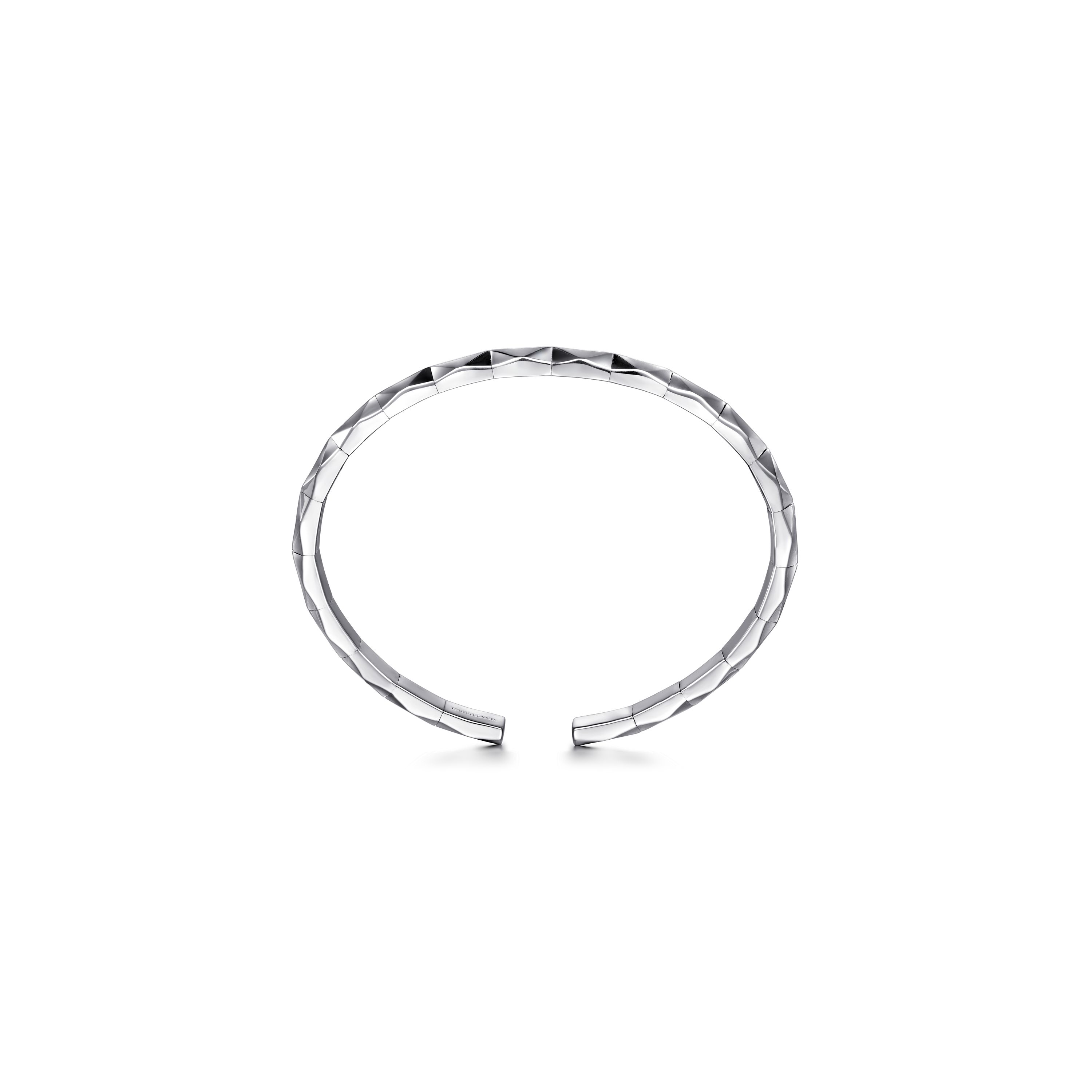 Gabriel & Co. Sterling Silver Faceted Thin Flex Cuff Men's Bangle Bracelet