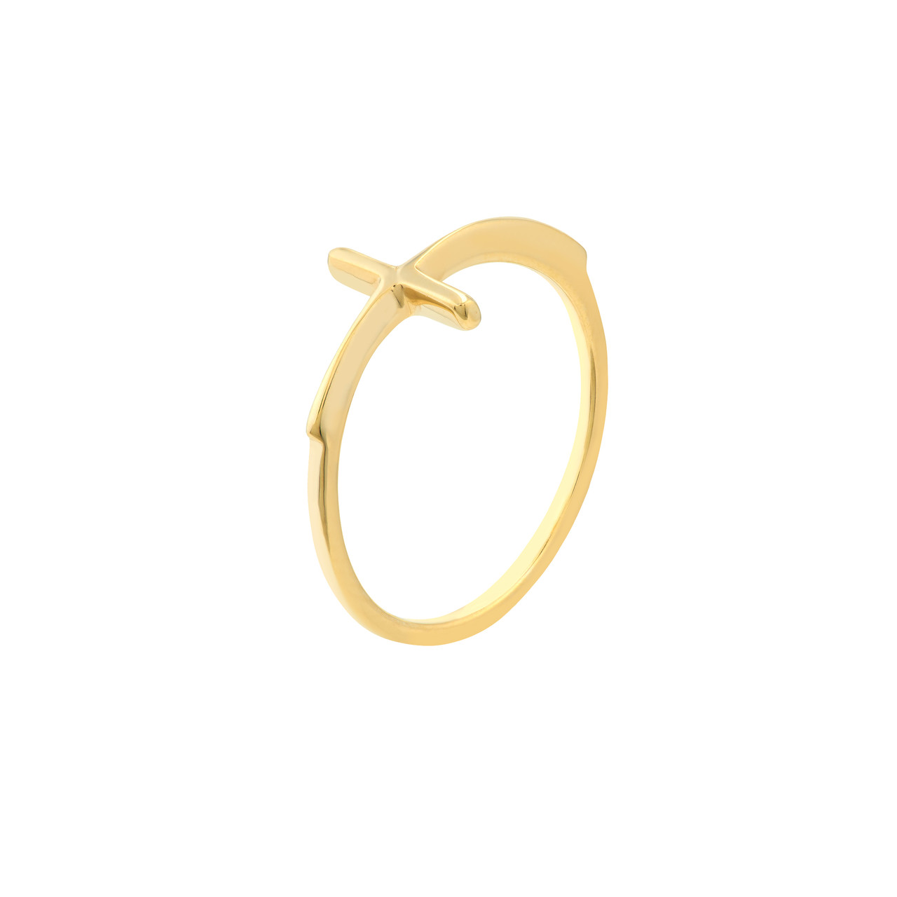 14K Yellow Gold Cross Fashion Ring - Size 6