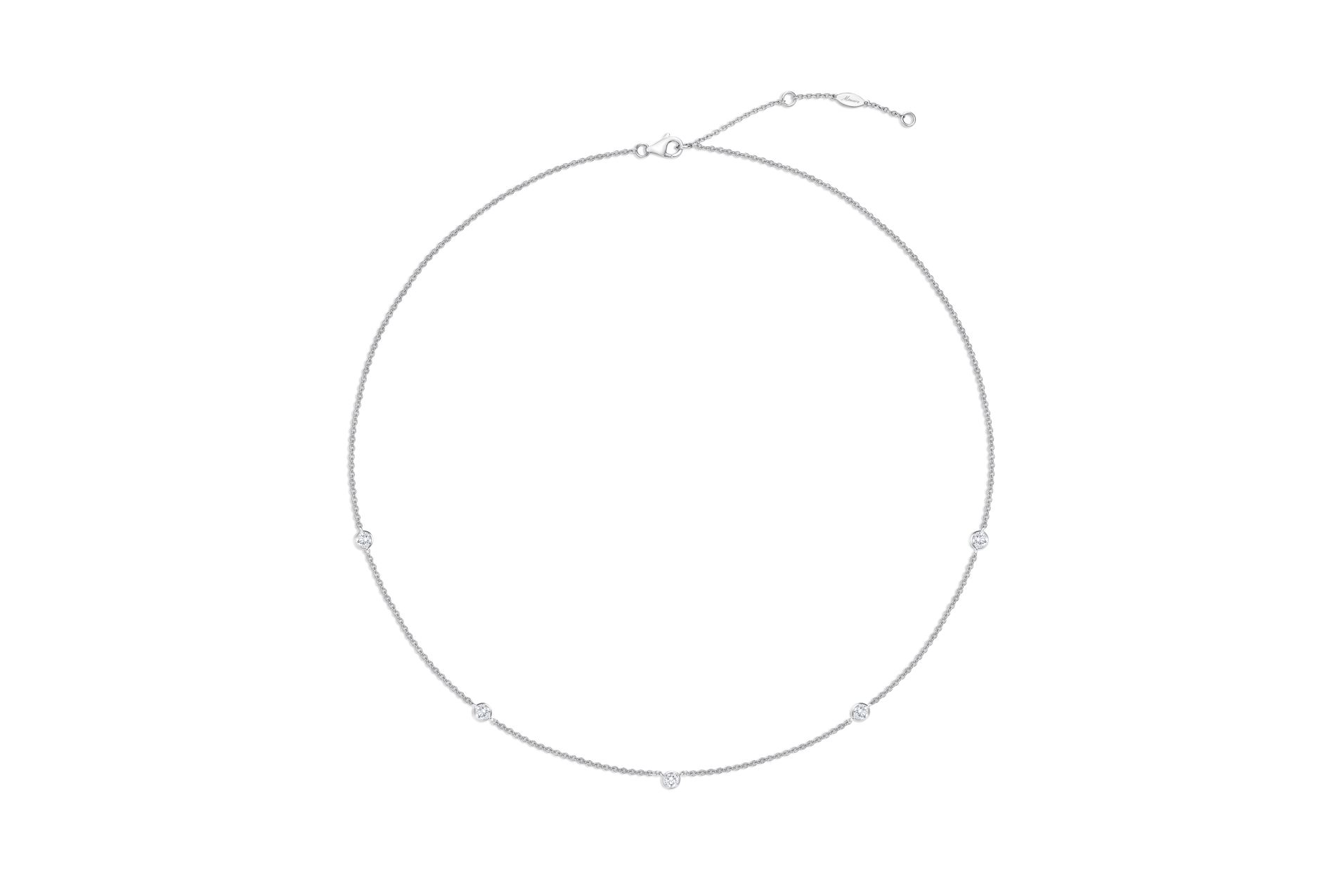 18K White Gold Diamond Cascade 5-Stone Necklace (18")