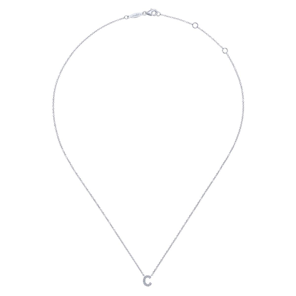 Gabriel & Co. 14K White Gold Diamond 'C' Initial Pendant Necklace (17.5")