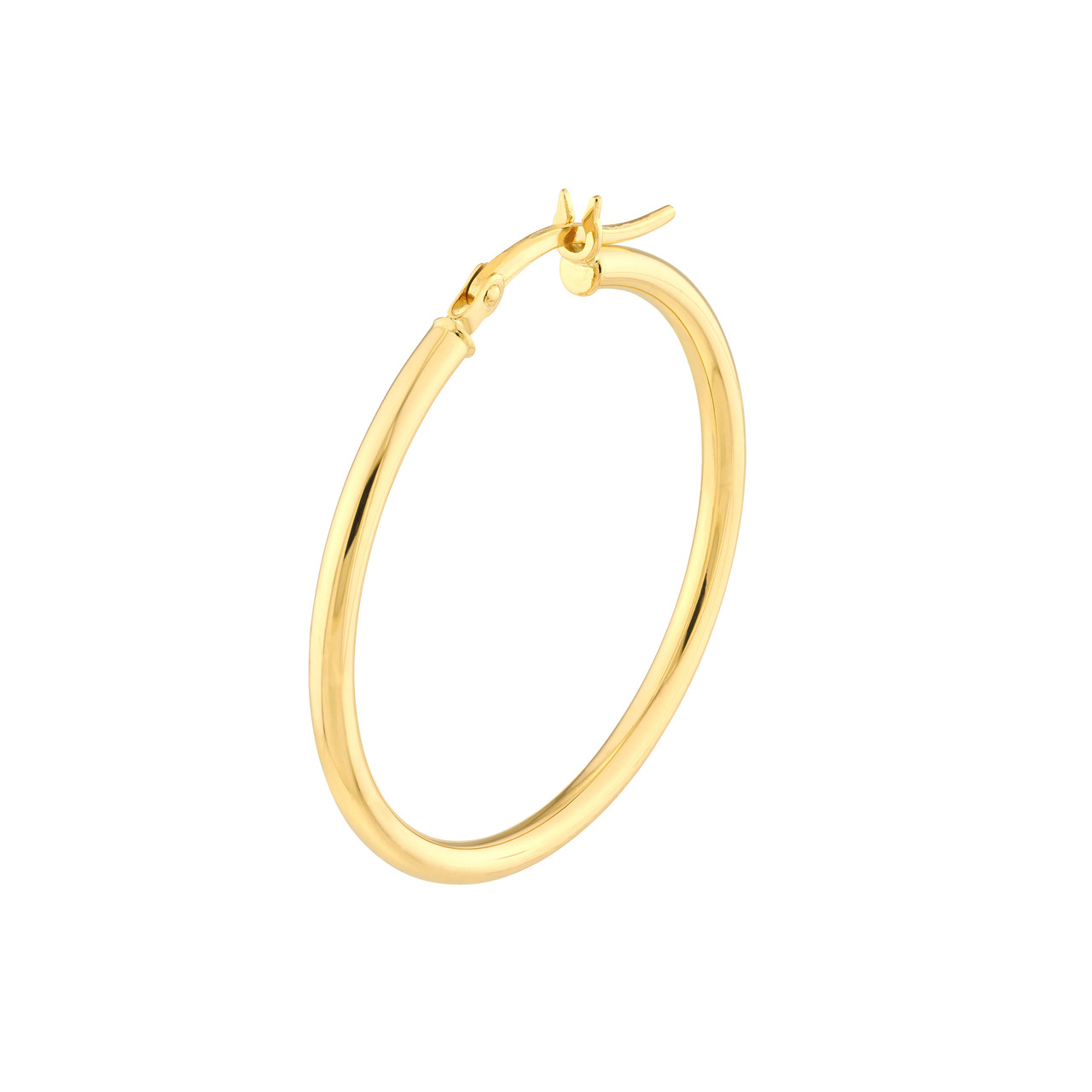 14K Yellow Gold Medium Round Tube Hoop Earrings (2x30mm)