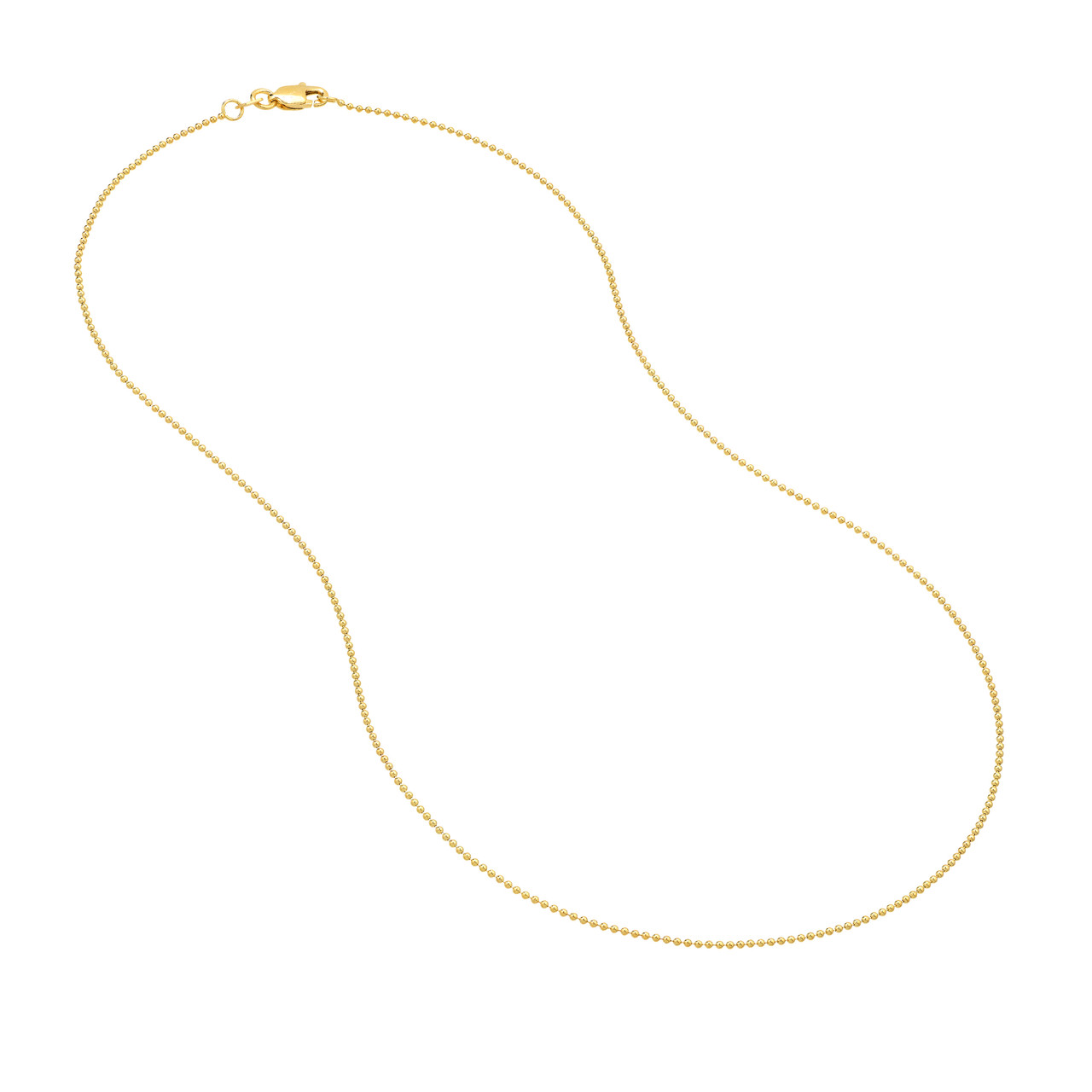 14K Yellow Gold 1mm Bead Chain Necklace (18")