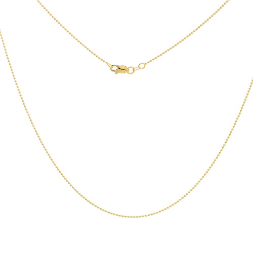 14K Yellow Gold 1mm Bead Chain Necklace (18")