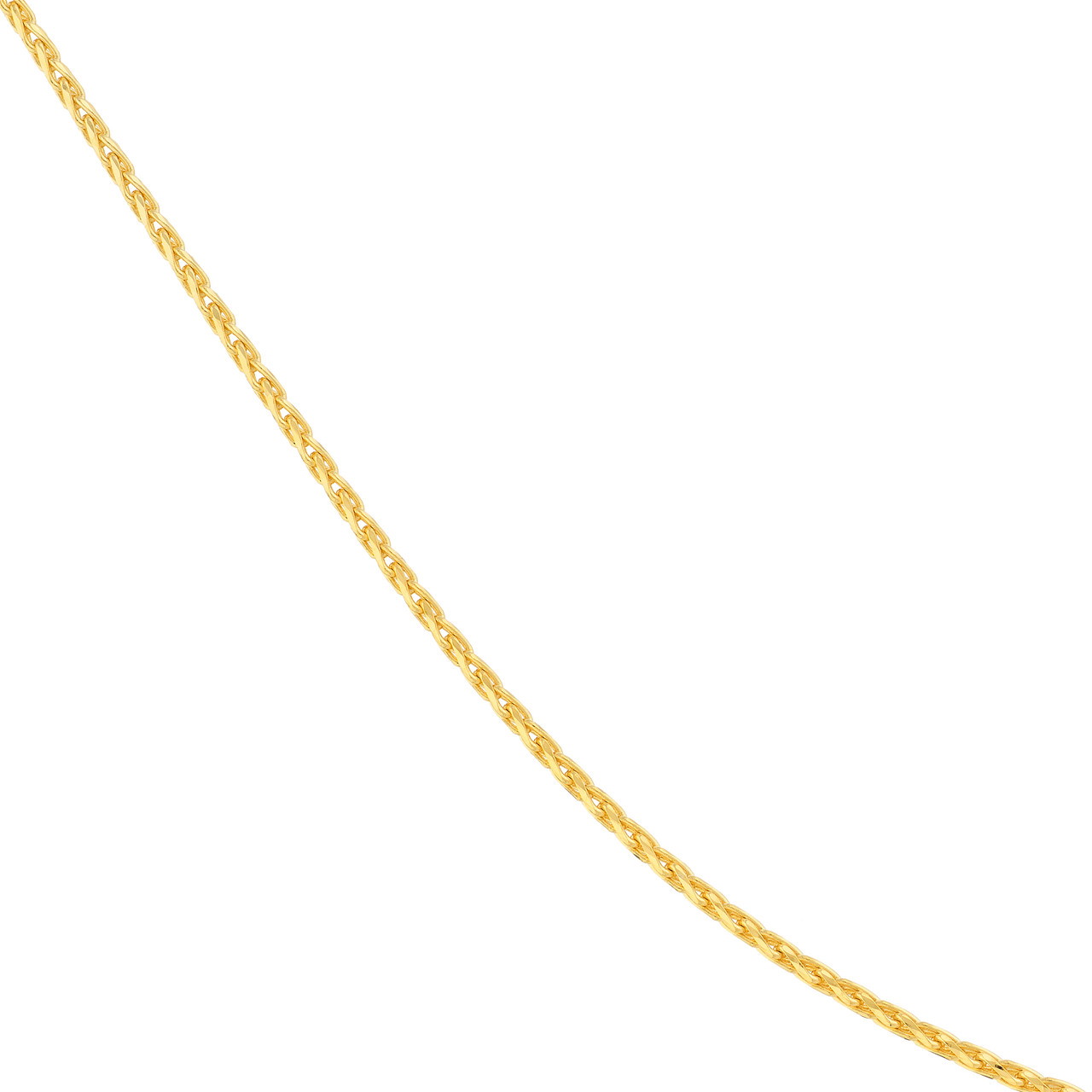 14K Yellow Gold Diamond Cut Round Wheat Chain Necklace (0.85mm, 20")