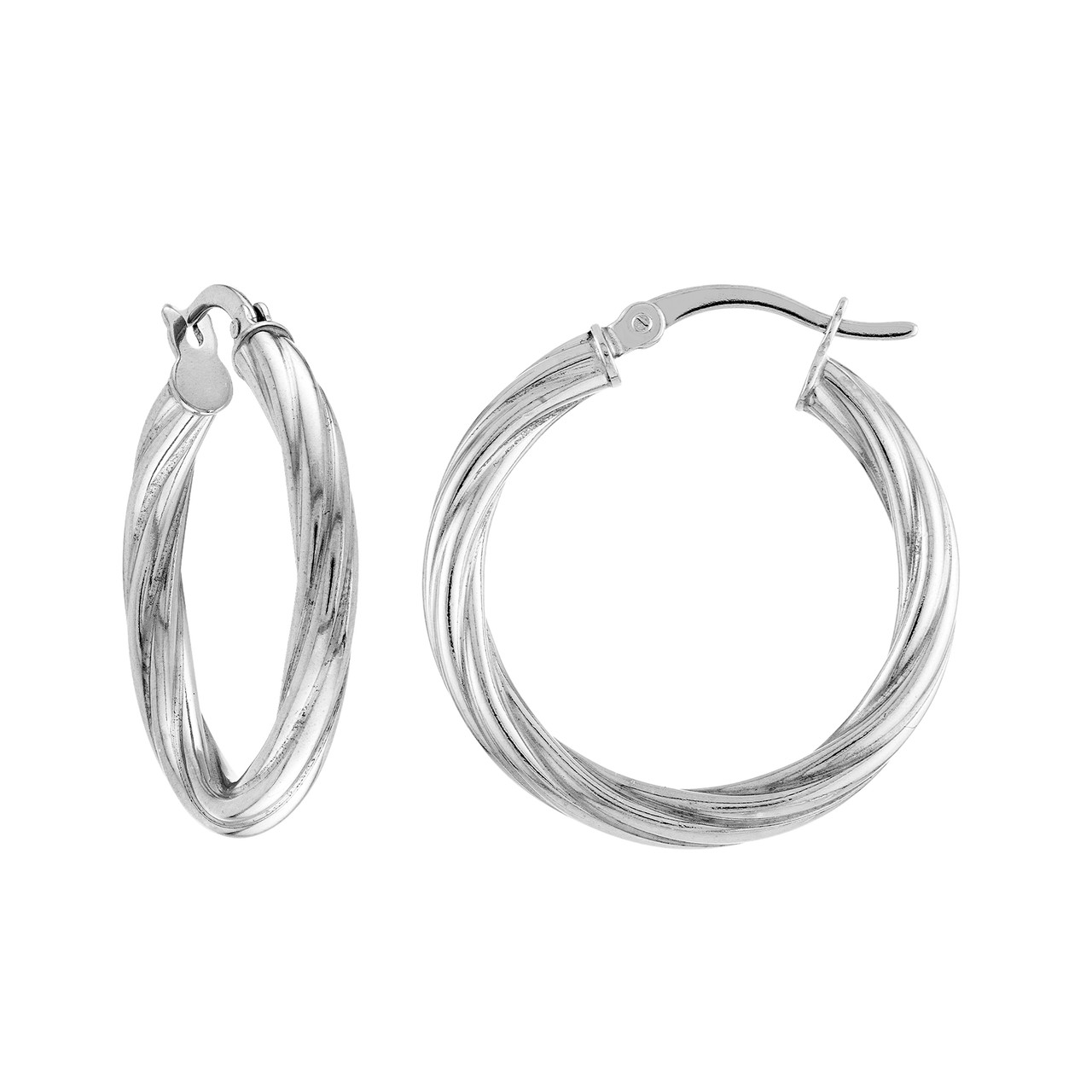 Sterling Silver Medium Twist Hoop Earrings (25mm)