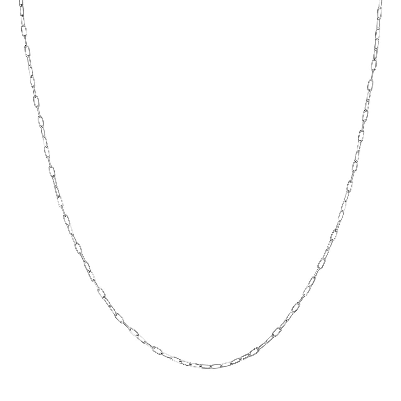 14K White Gold 1.7mm Paper Clip Chain Necklace (20")
