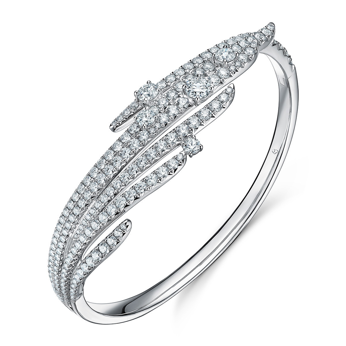 Hearts on Fire Vela 4.90ctw Diamond Pave Bangle Bracelet in 18K White Gold