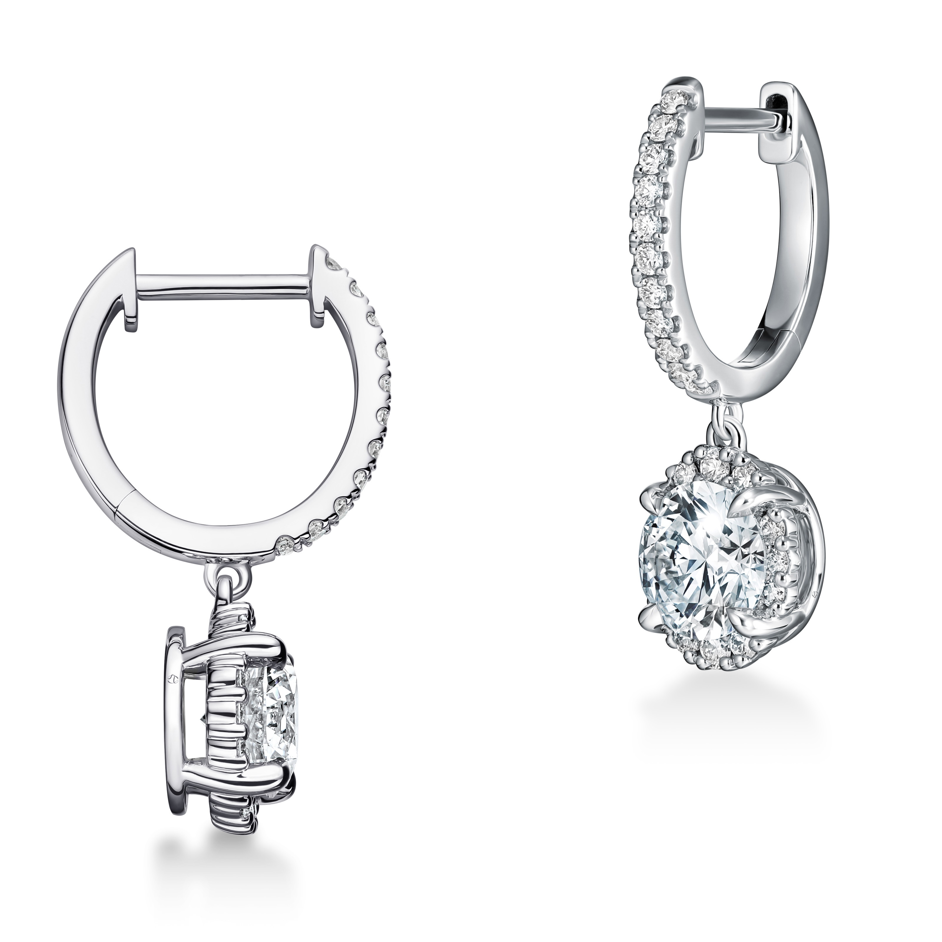 Hearts on Fire Ellipse 1.26ctw Diamond Halo Leverback Earrings in 18K White Gold