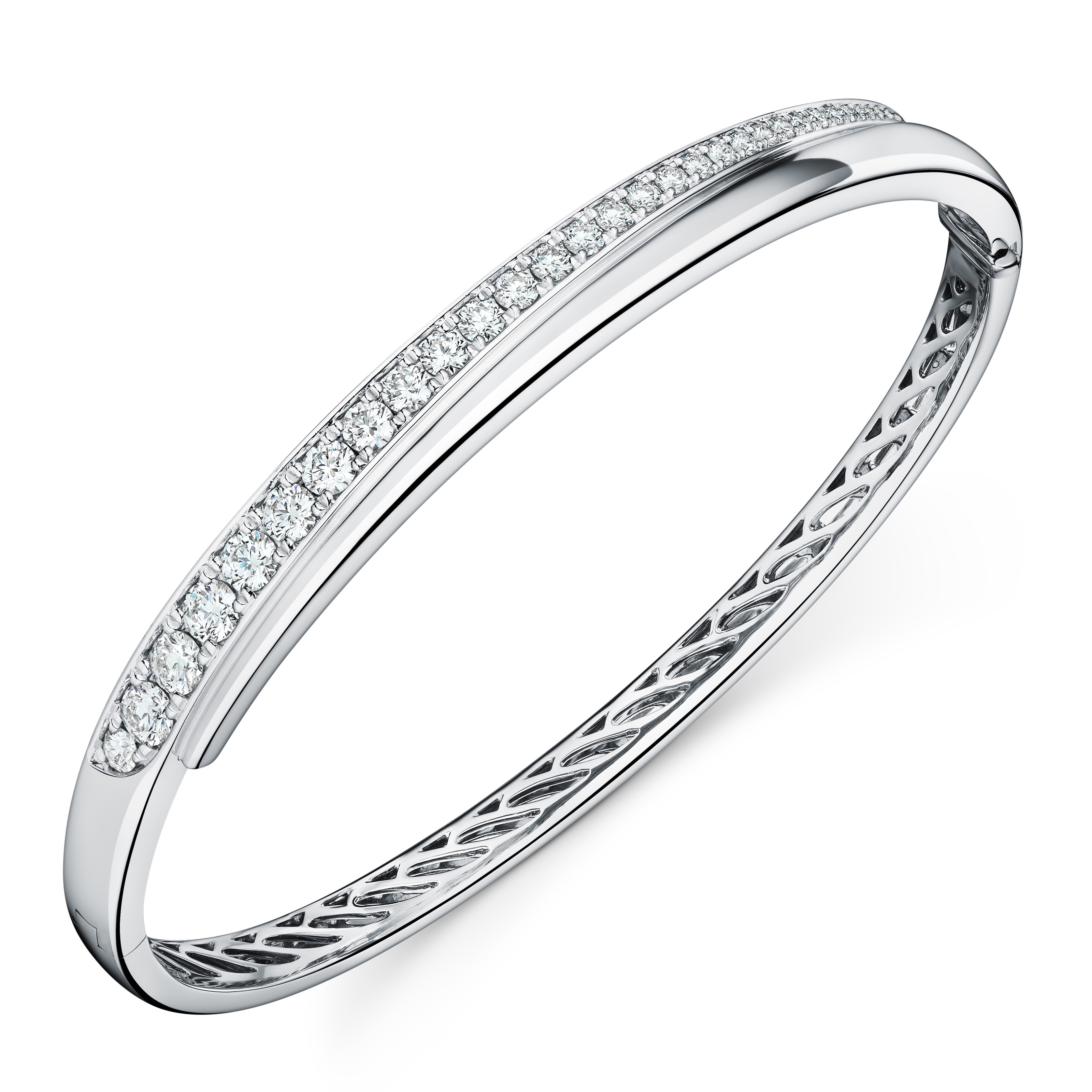 Hearts on Fire Vela 1.18ctw Diamond Crossover Bangle Bracelet in 18K White Gold