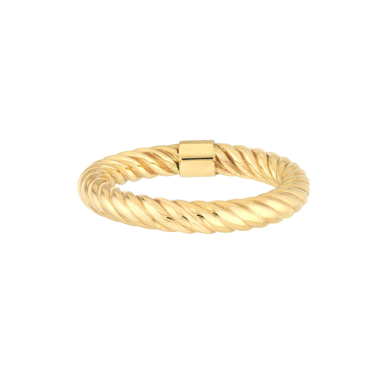 14K Yellow Gold Twisted Rope Tube Fashion Ring - Size 6