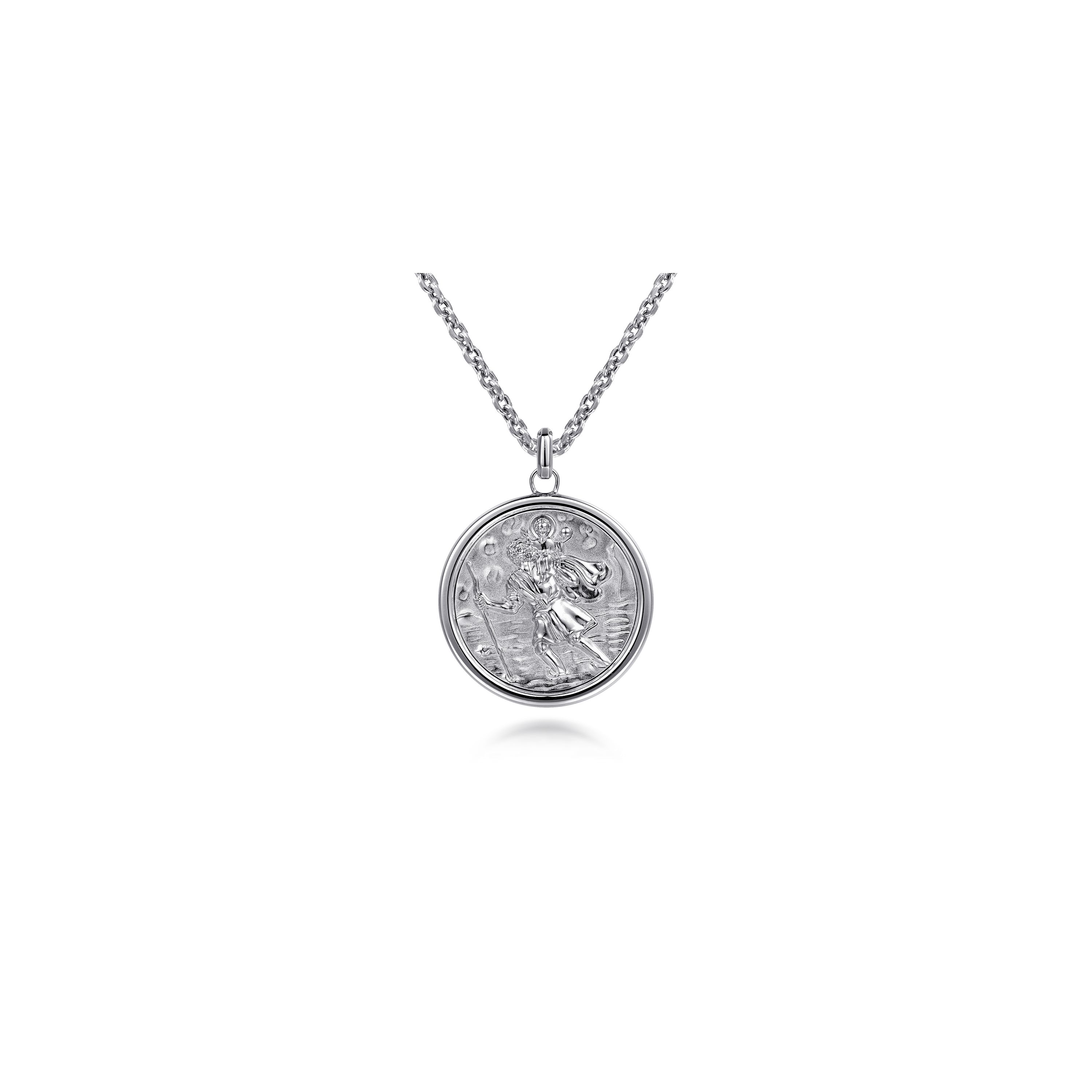 Gabriel & Co. Sterling Silver Large Round St. Christopher Pendant