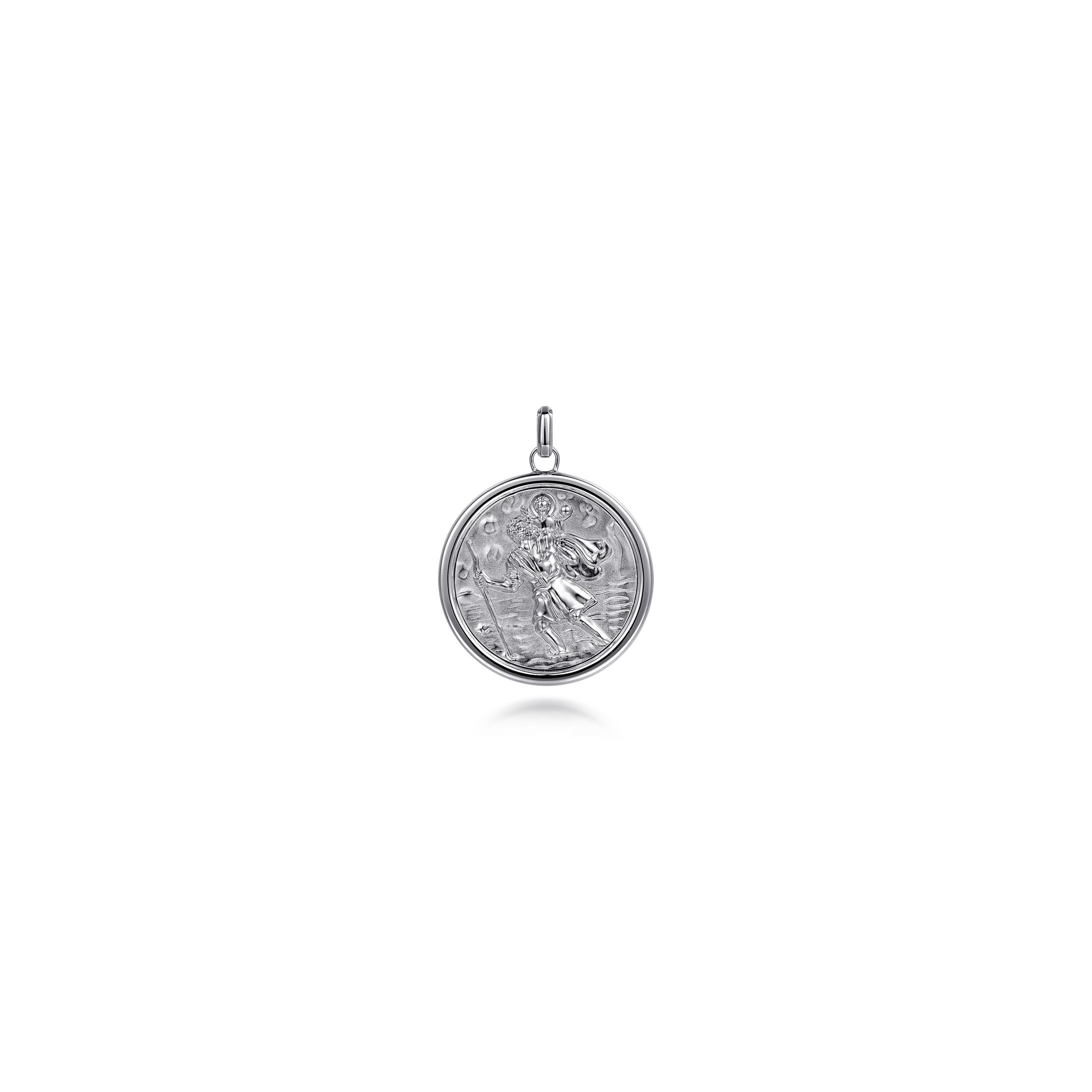 Gabriel & Co. Sterling Silver Large Round St. Christopher Pendant