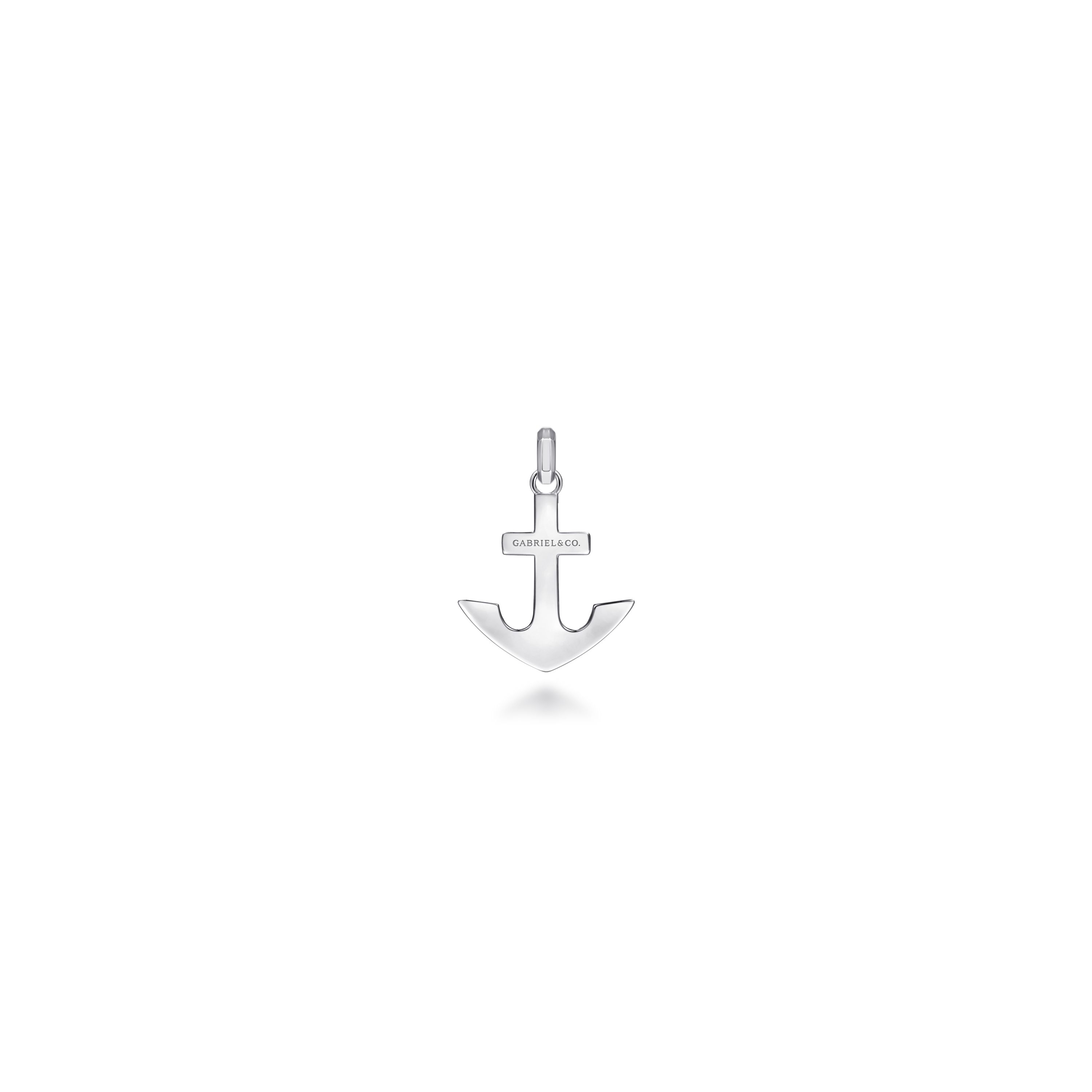 Gabriel & Co. Sterling Silver Diamond Cross on Anchor Pendant
