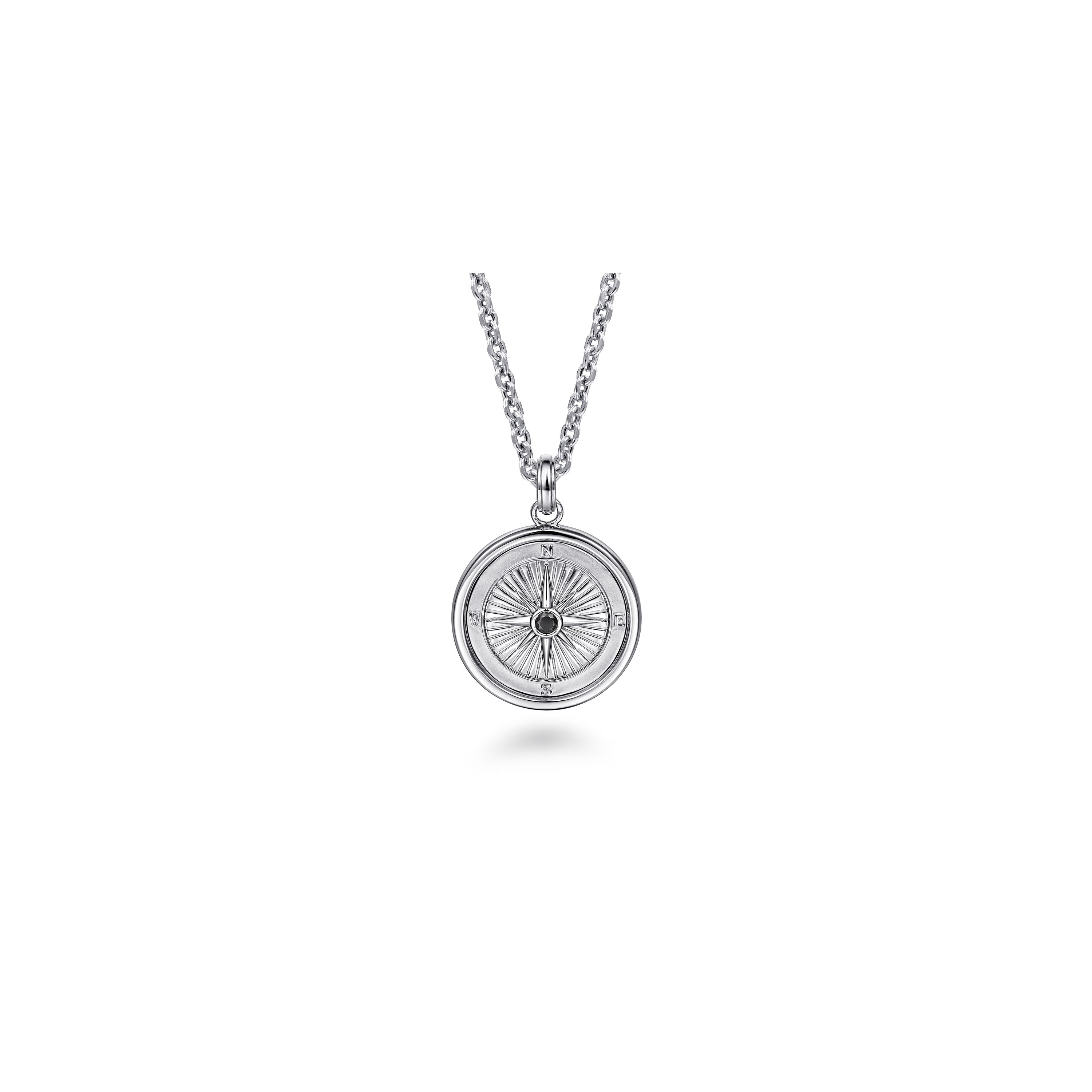 Gabriel & Co. Sterling Silver Black Spinel Compass Pendant
