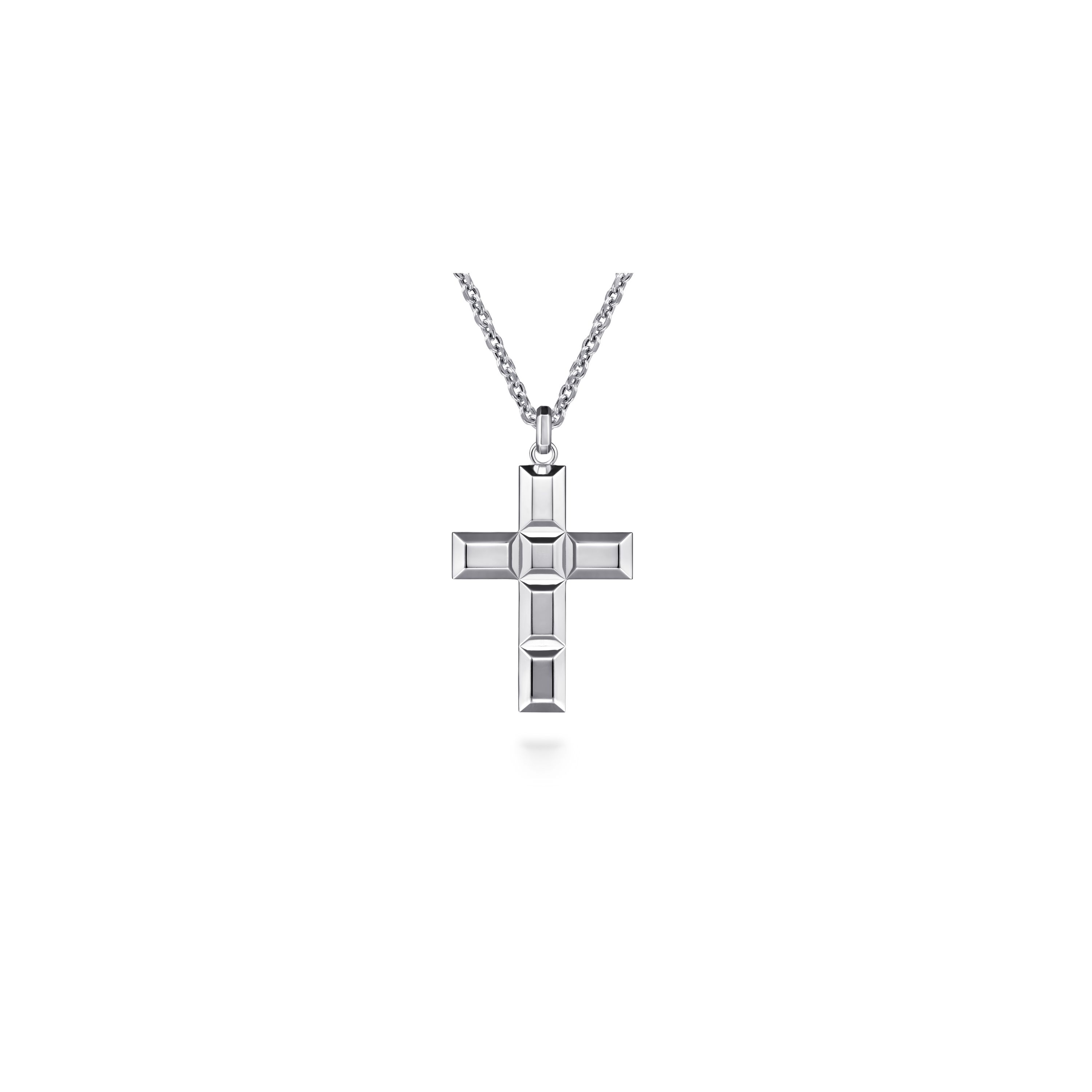 Gabriel & Co. Sterling Silver Medium Rectangle Station Cross Pendant