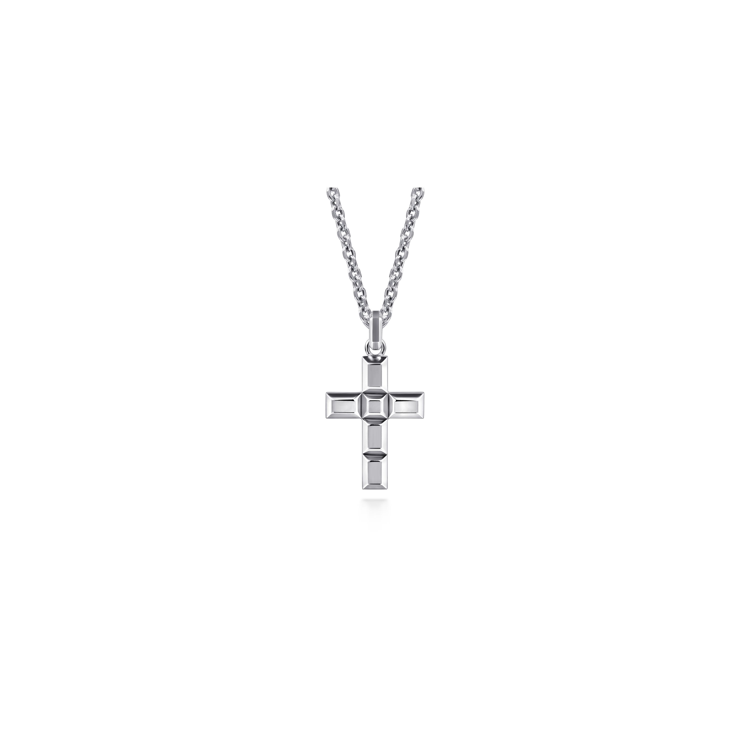 Gabriel & Co. Sterling Silver Small Rectangle Station Cross Pendant