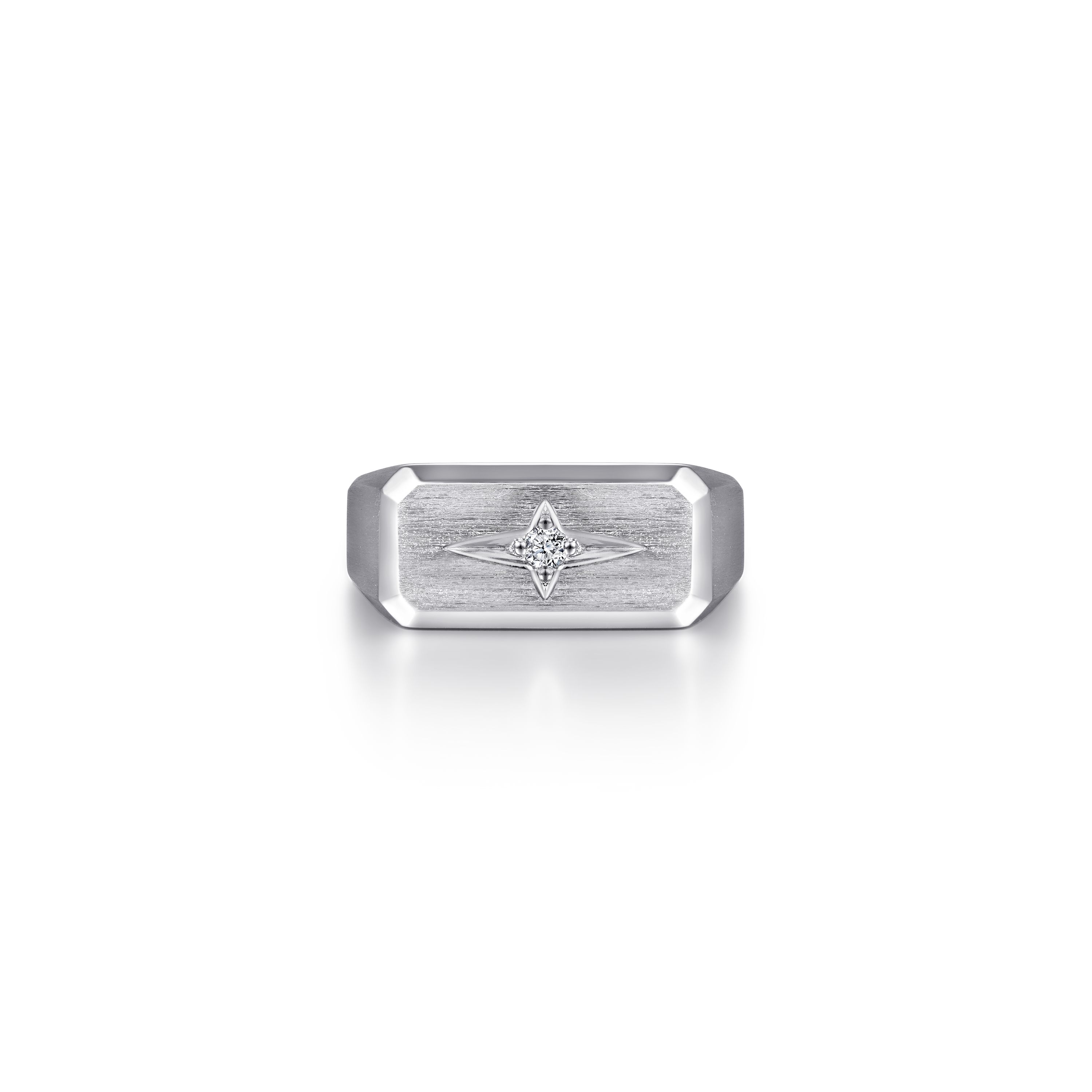 Gabriel & Co. Sterling Silver Diamond North Star Satin Finish Band Ring - Size 10
