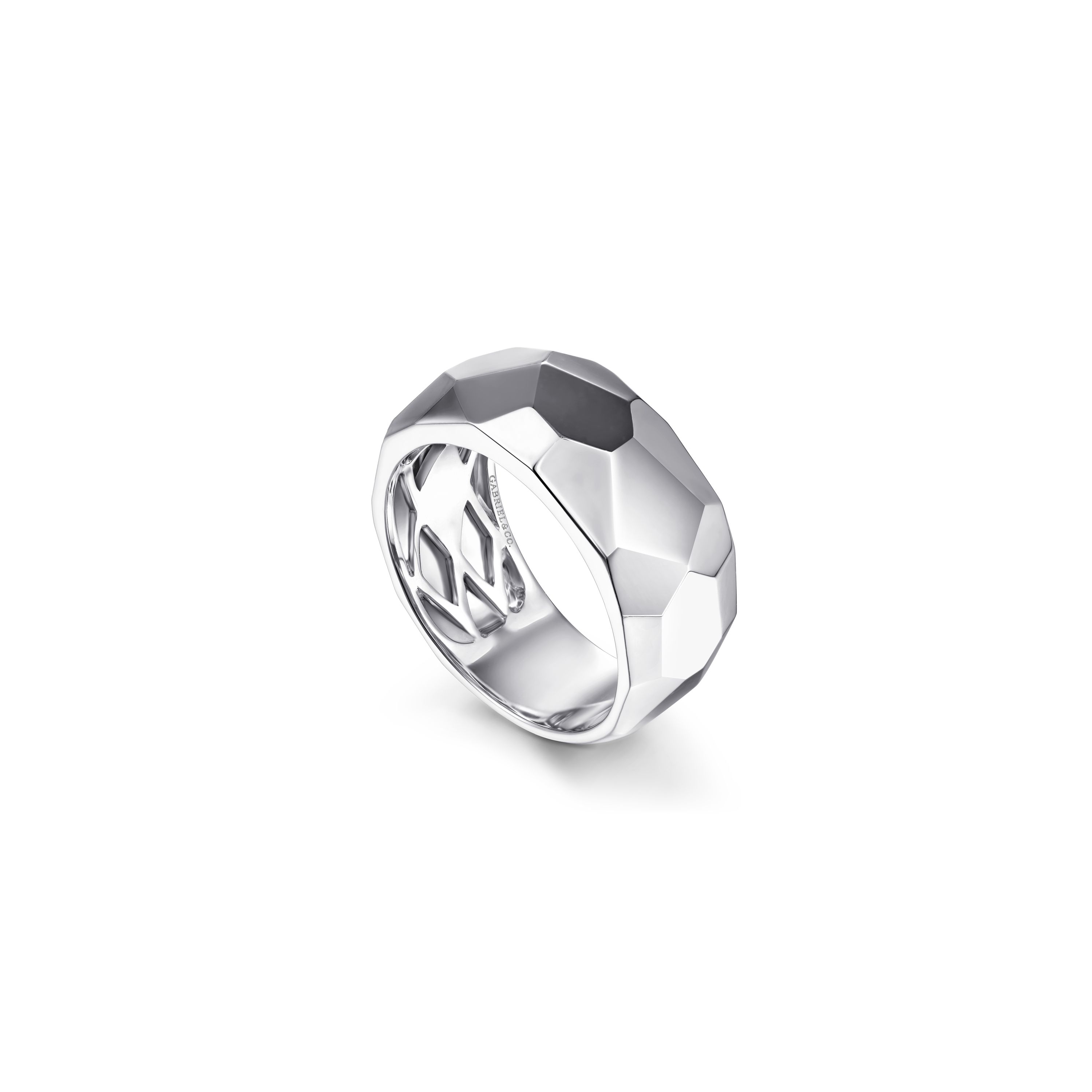 Gabriel & Co. Sterling Silver Faceted Wide Ring - Size 10