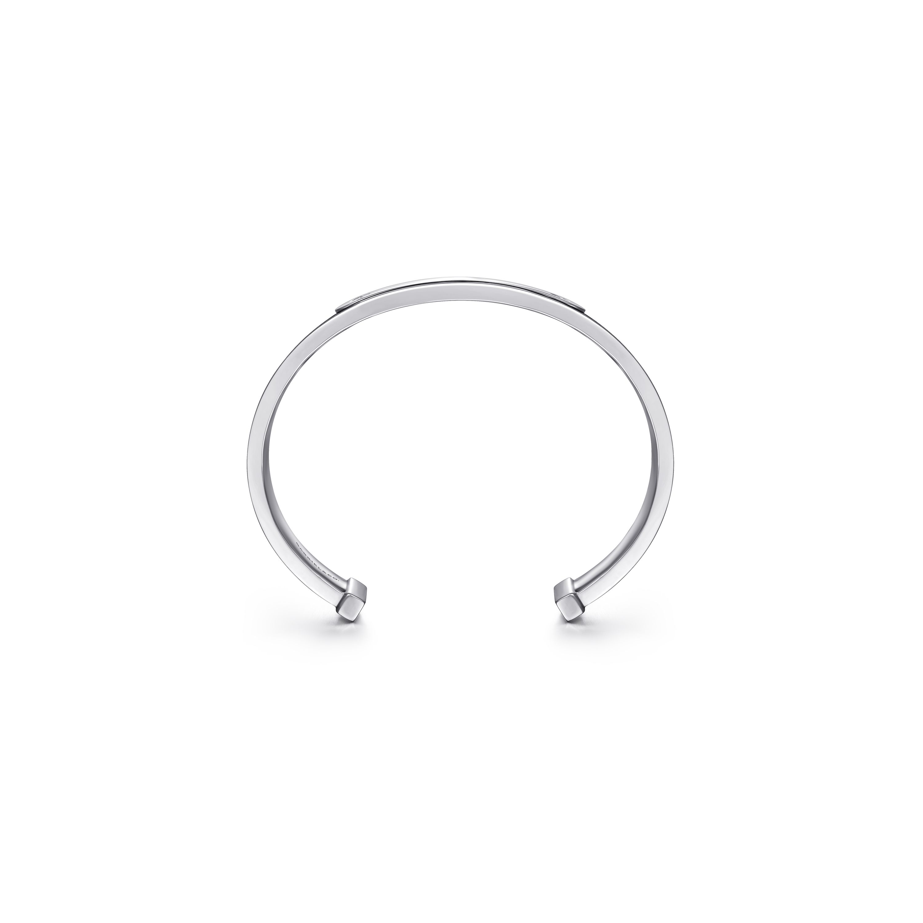 Gabriel & Co. Sterling Silver Leather Plain ID Cuff Men's Bangle Bracelet