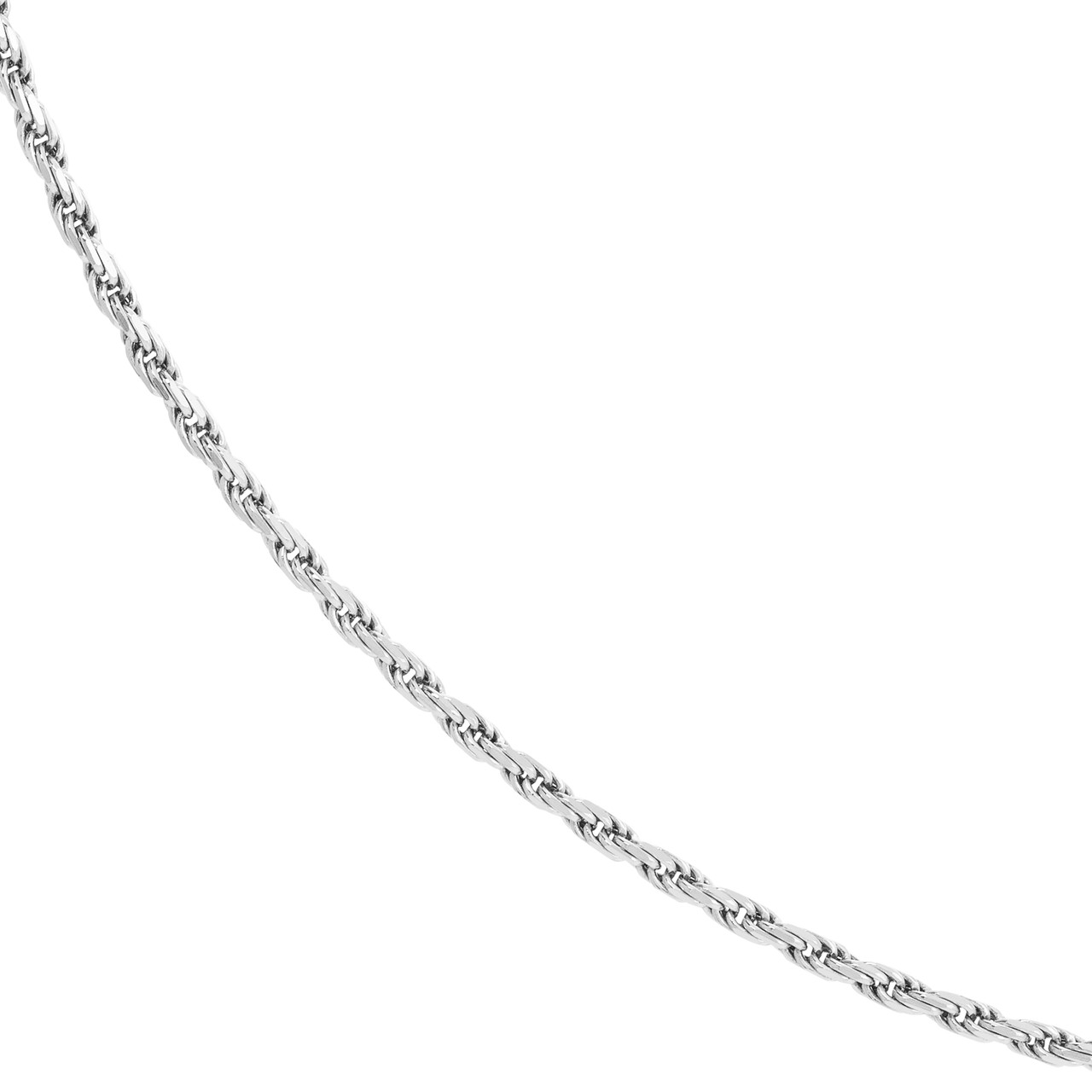 Sterling Silver 1.3mm Diamond Cut Rope Chain Necklace (16")