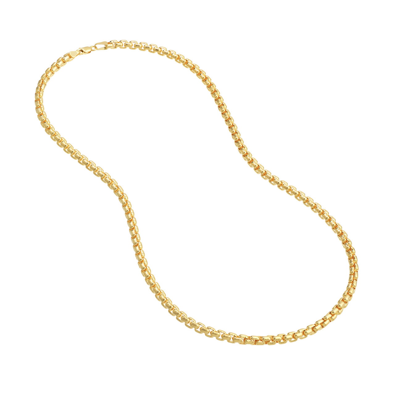 14K Yellow Gold 4.95mm Solid Round Box Thick Chain Necklace (22")