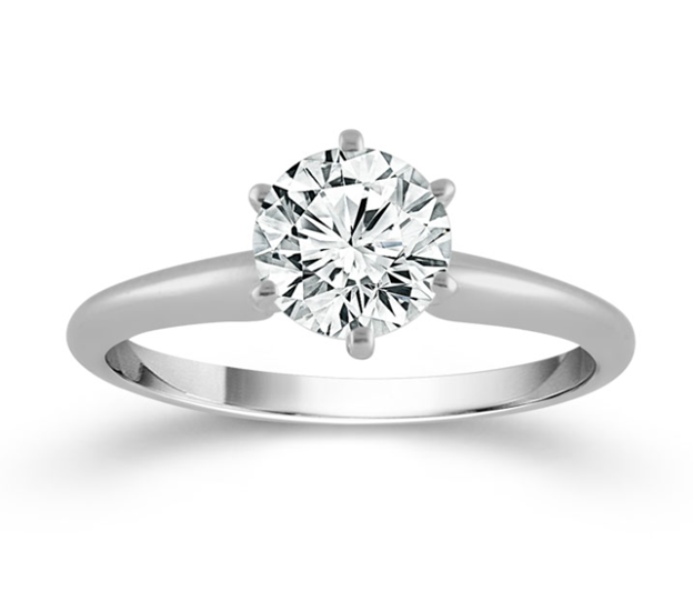 14K White Gold 1.50ct Round Diamond 6-Prong Solitaire Ring