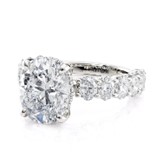 18K White Gold Oval Diamond 12-Stone Semi-Mount Ring (CZ Center)
