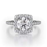 18K White Gold Diamond Square Halo Semi-Mount Ring (Round CZ Center)
