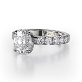 18K White Gold Diamond Hidden Halo Oval Semi-Mount Ring (CZ Center)