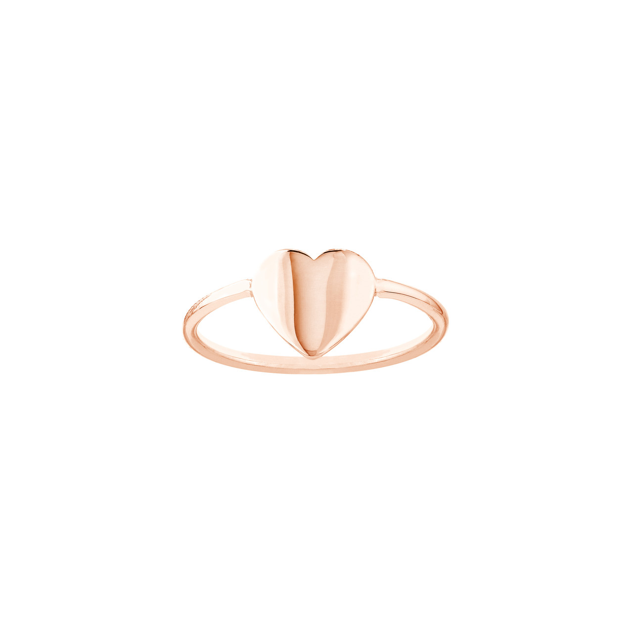 14K Rose Gold Flat Heart Wire Fashion Ring - Size 6