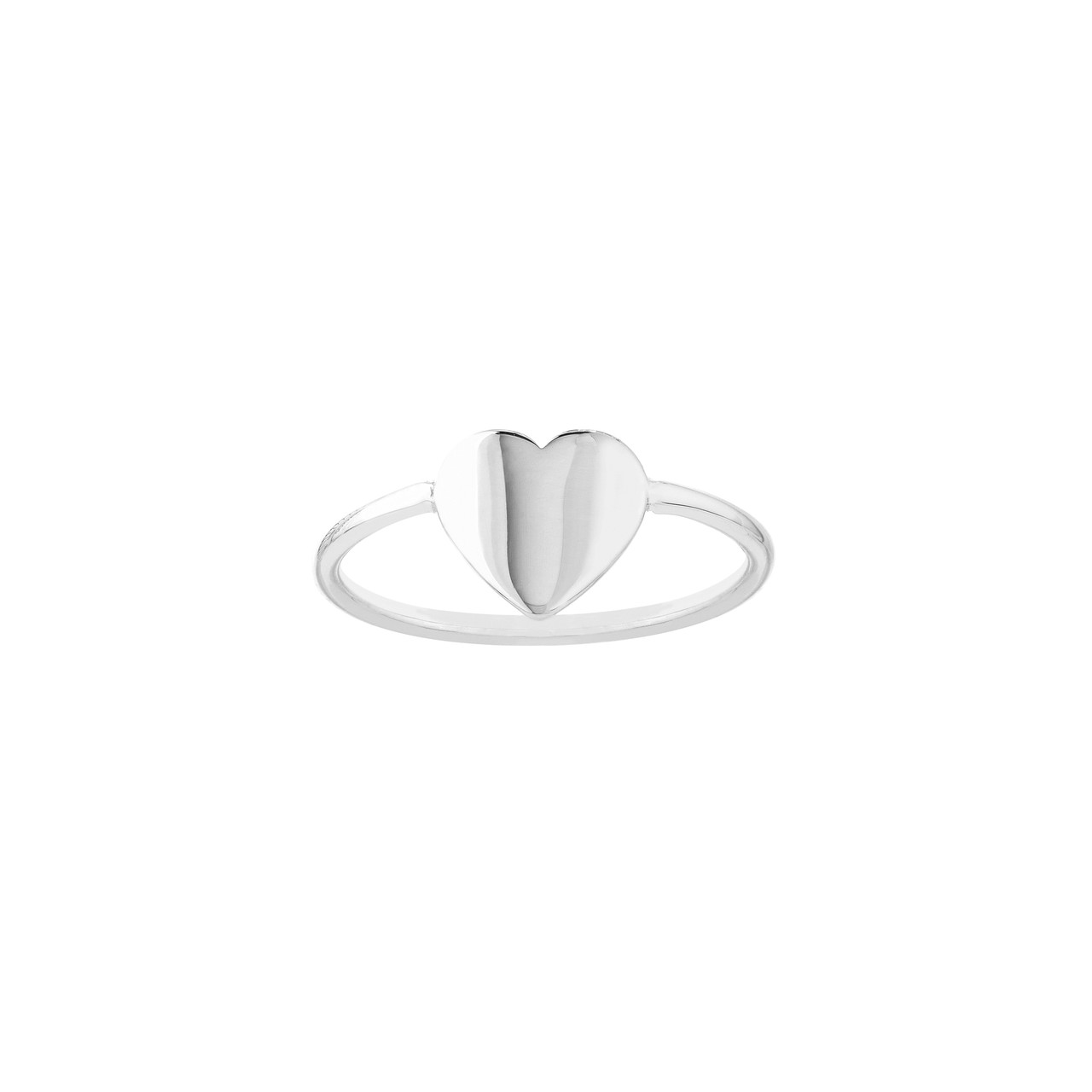 14K White Gold Flat Heart Wire Fashion Ring - Size 6