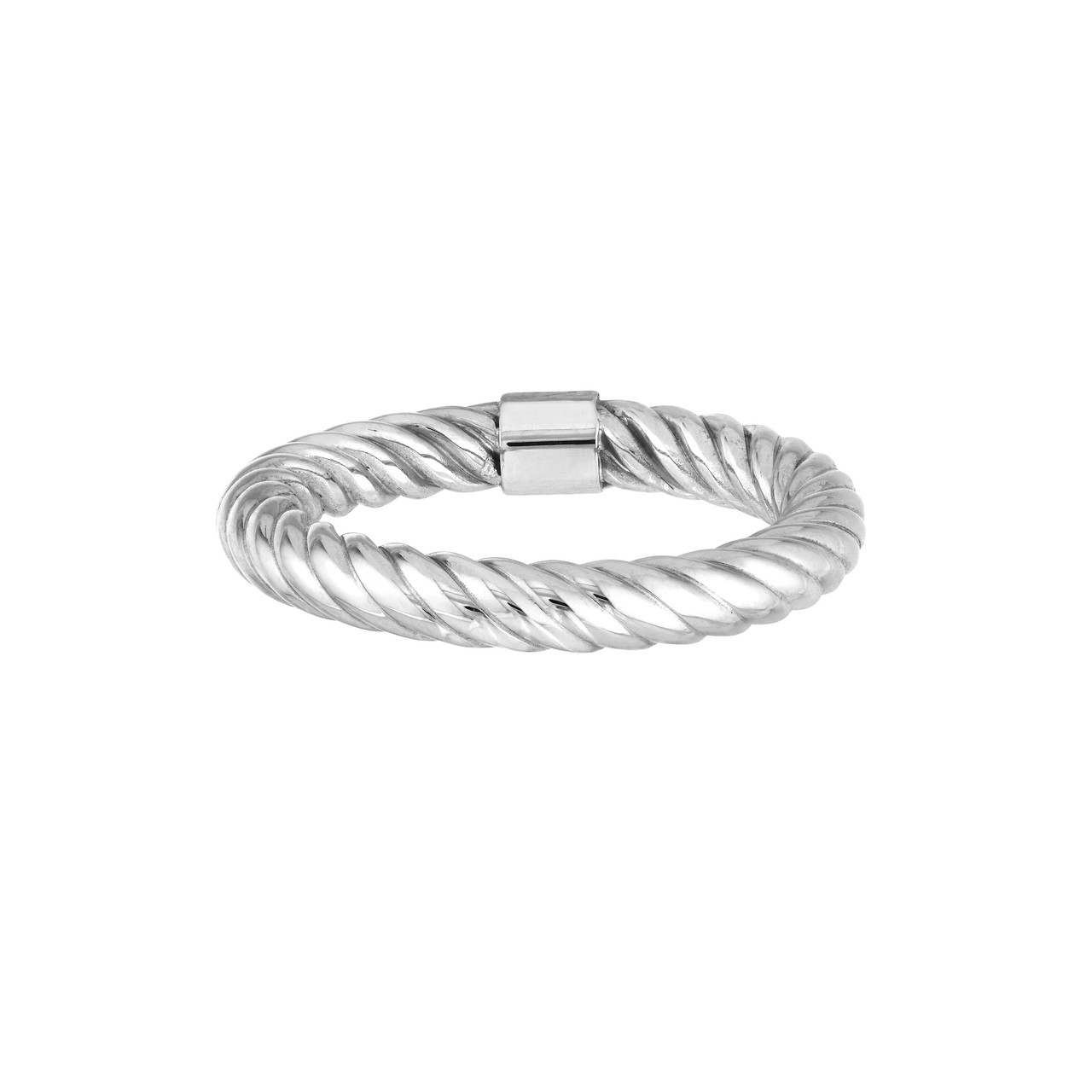 14K White Gold Twisted Rope Tube Fashion Ring - Size 6