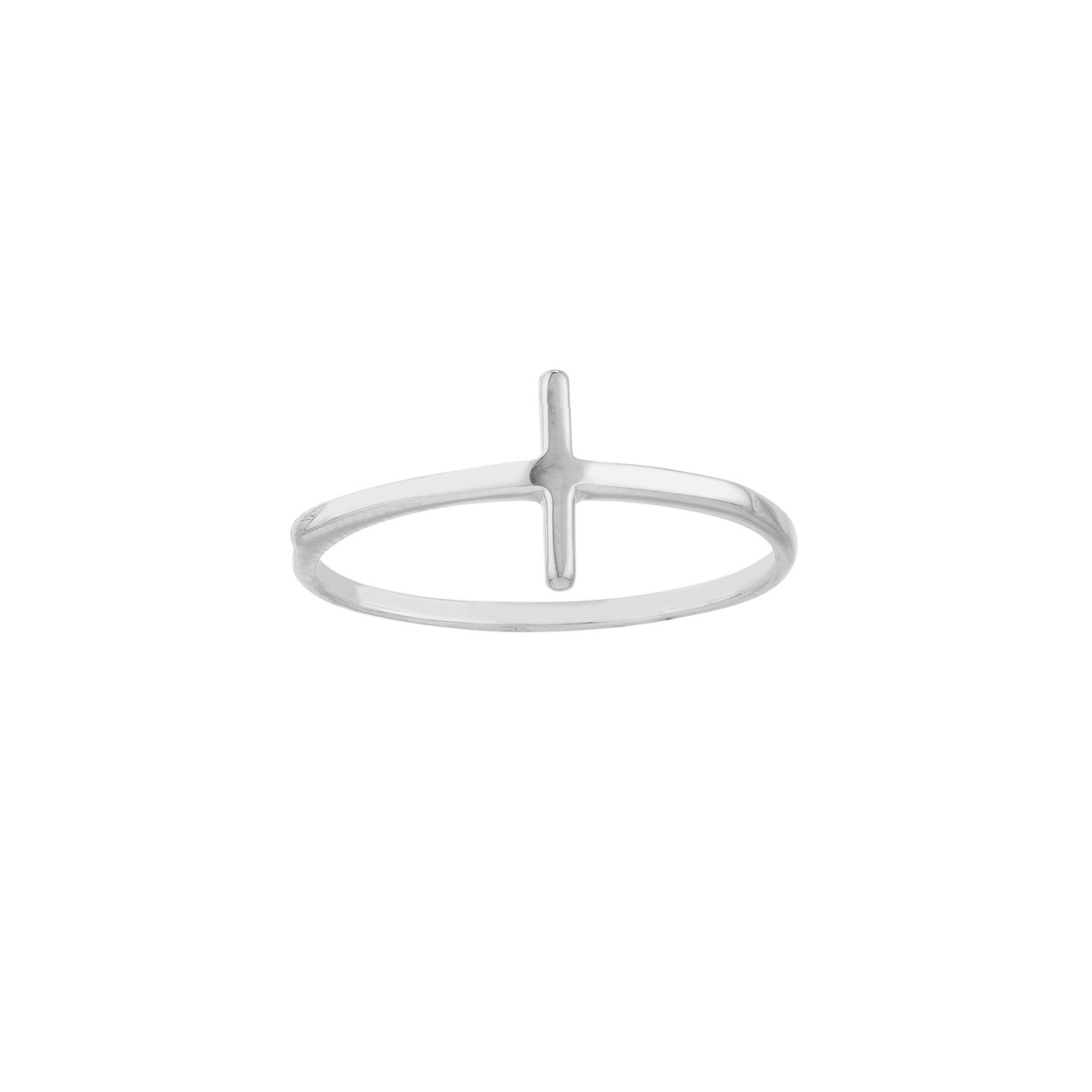 14K White Gold Cross Fashion Ring - Size 6