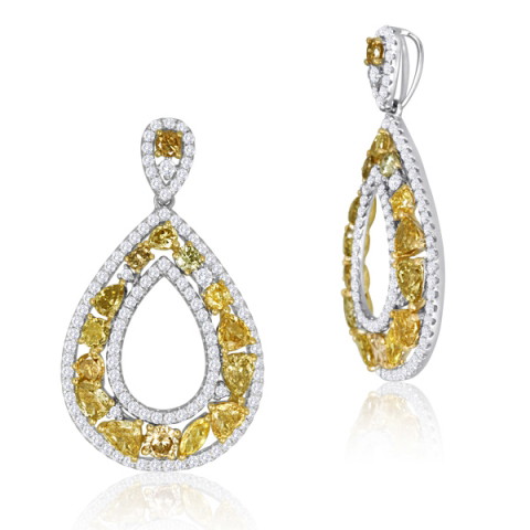 2.04ctw Diamond Pear Shape Swirl Pendant in 18K White & Yellow Gold
