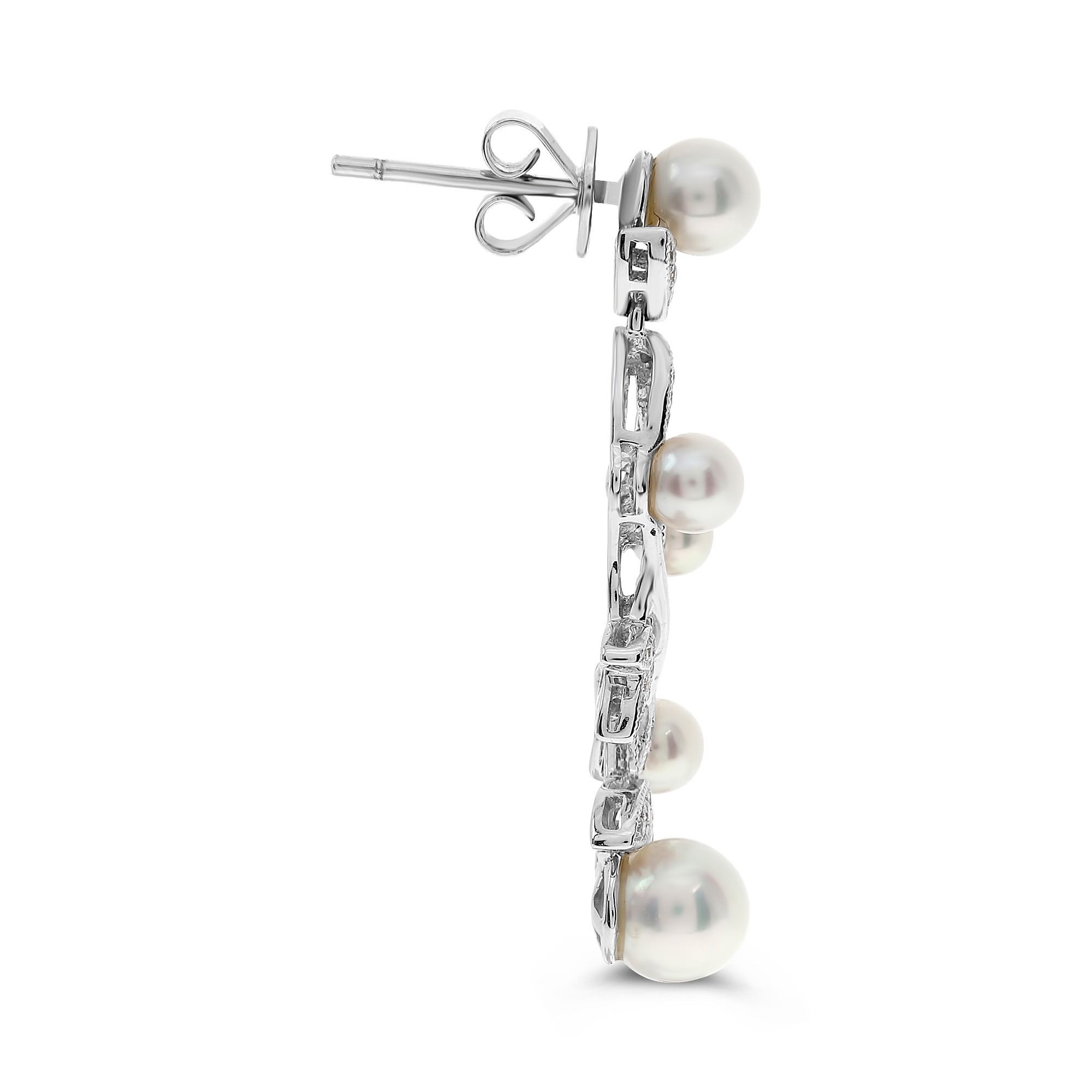 18K White Gold Pearl & Diamond Budding Earrings