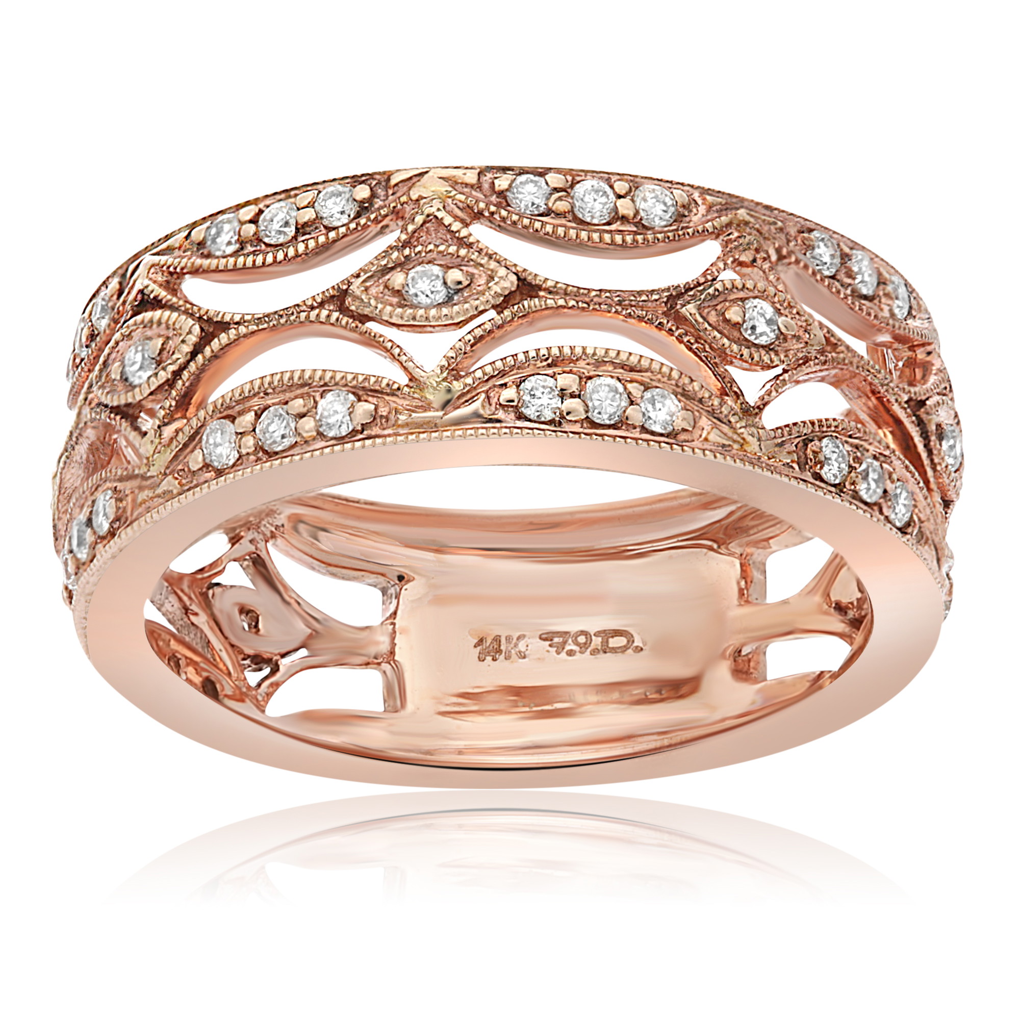 14K Rose Gold Diamond 3-Row Band (0.27ctw)