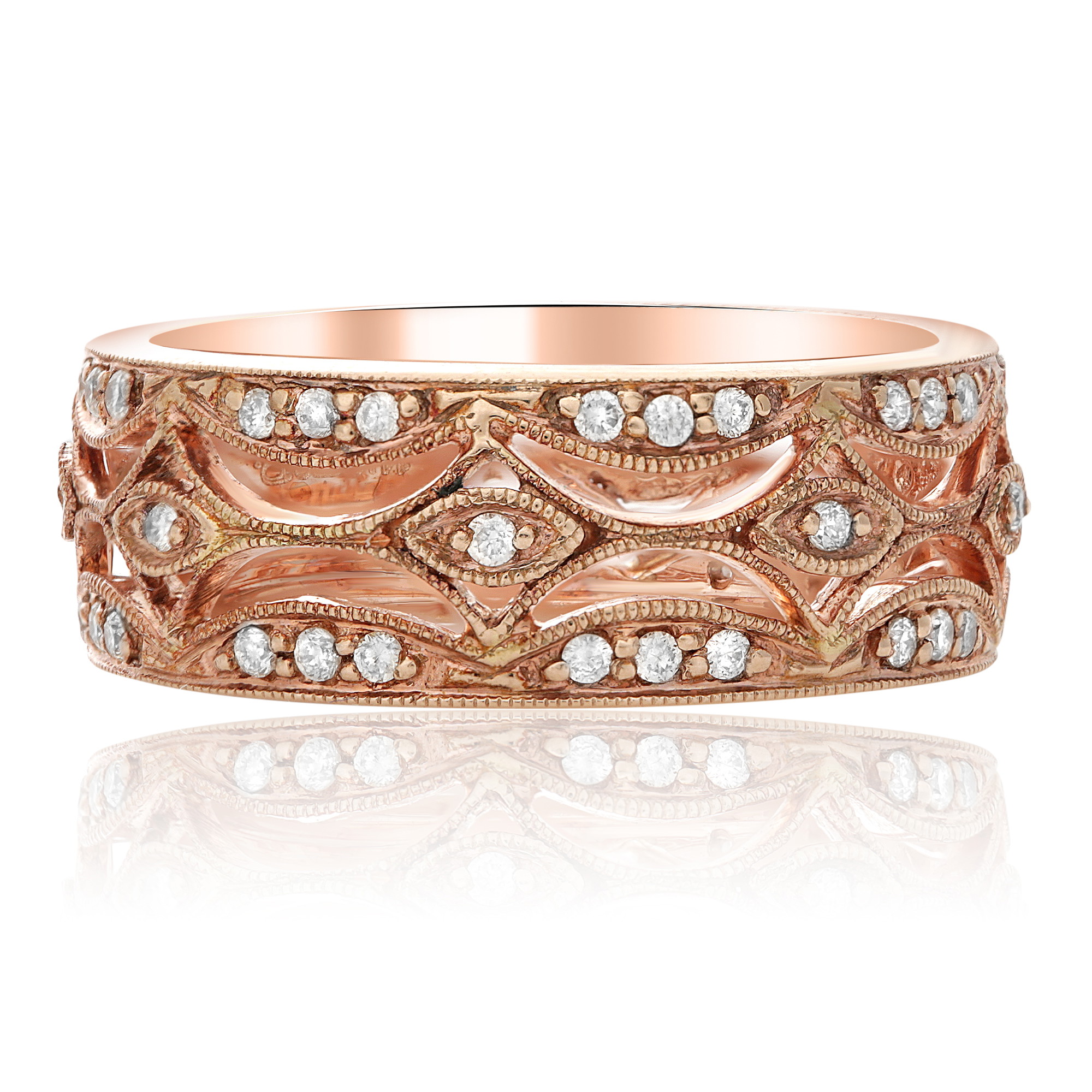 14K Rose Gold Diamond 3-Row Band (0.27ctw)