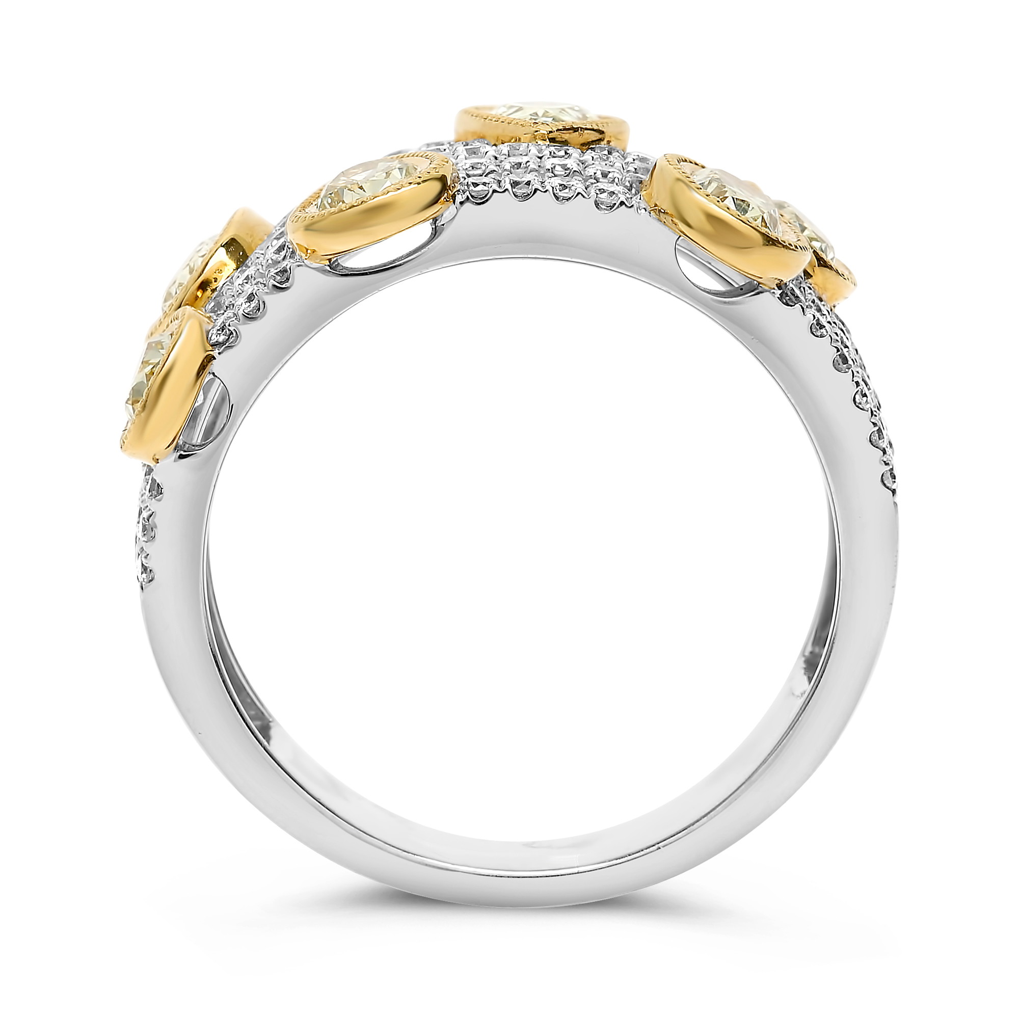 18K White & Yellow Gold Pink & White Diamond Floral Ring