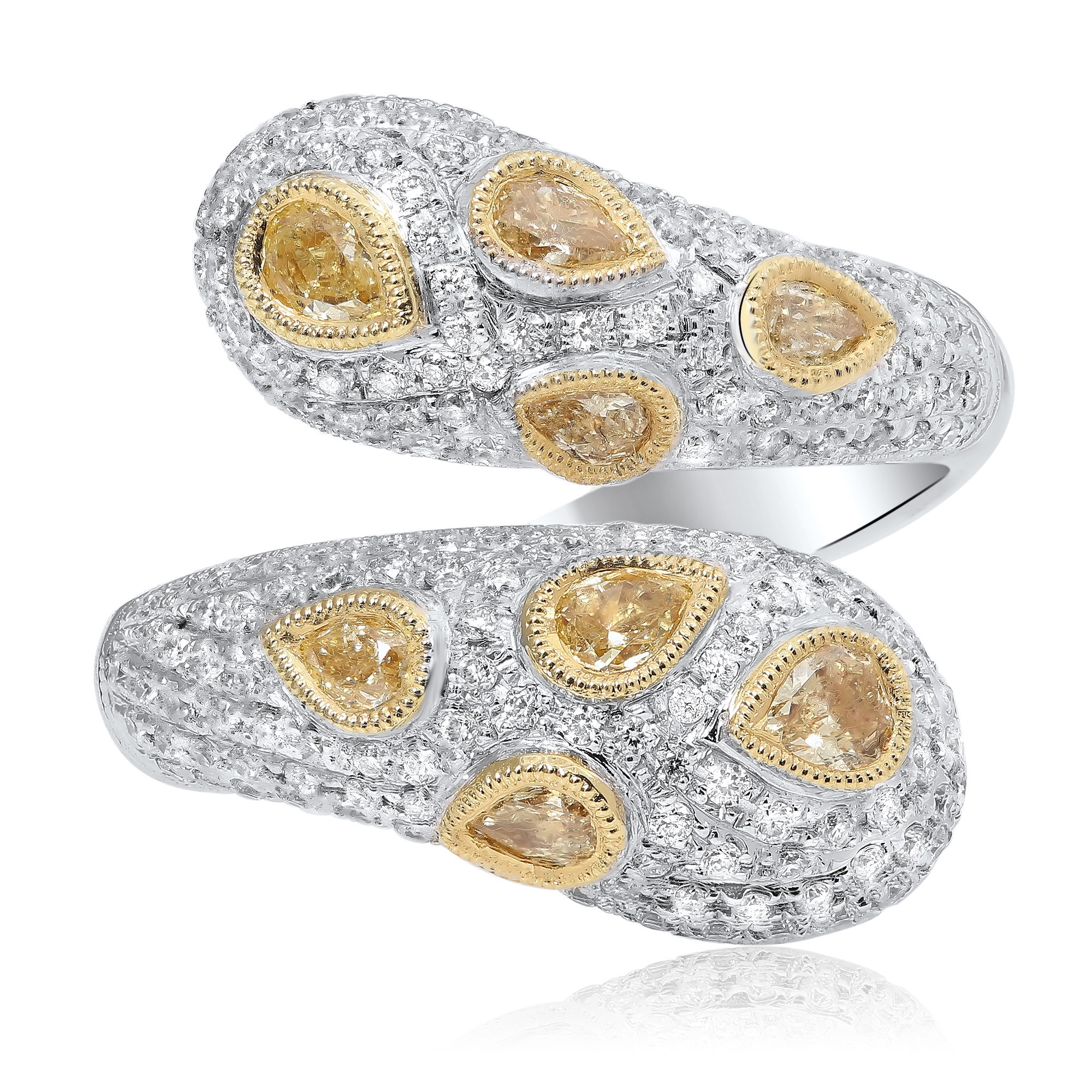 18K White Gold Diamond Bypass Milgrain Ring (1.40ctw)