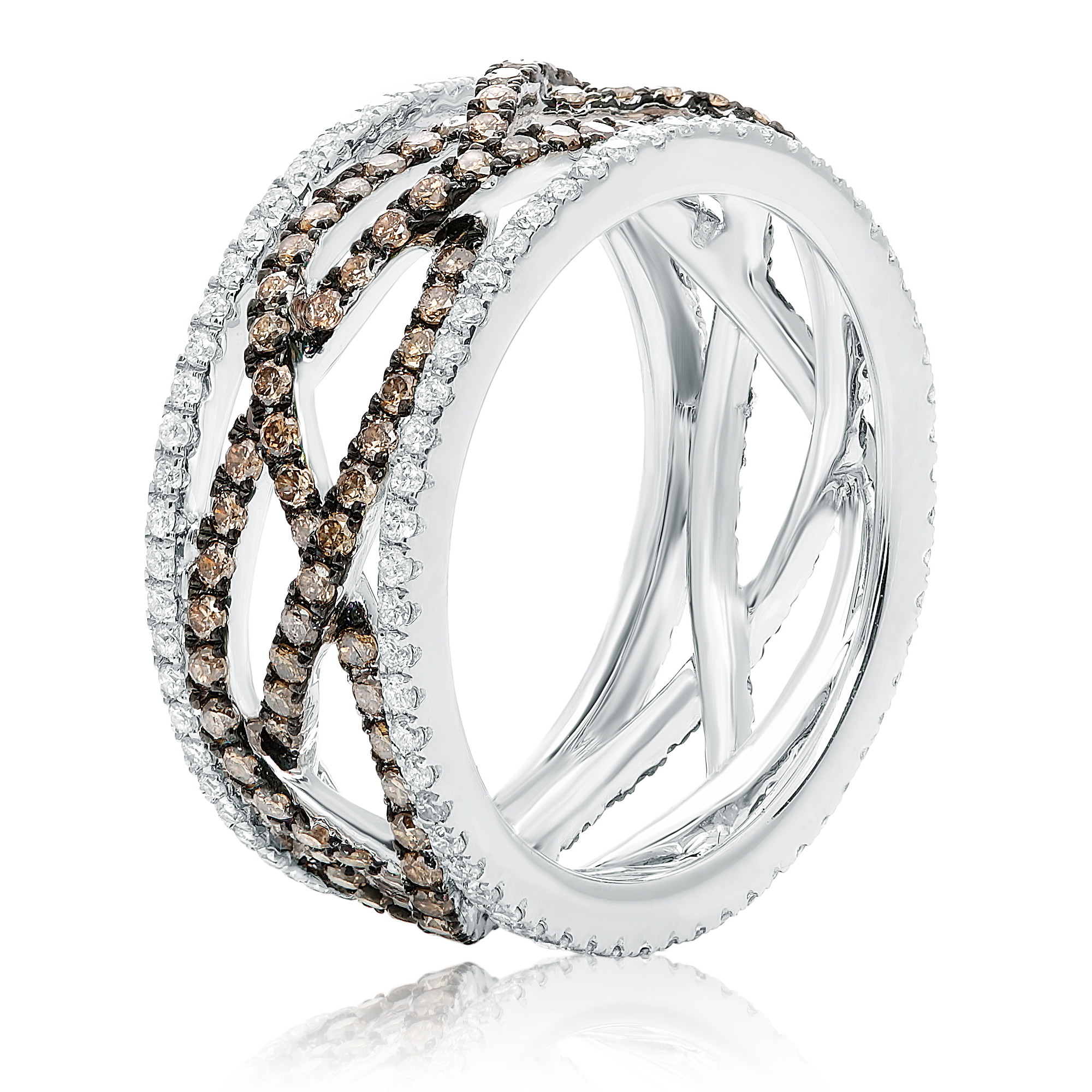 14K White Gold Diamond & Champagne Diamond Eternity Band (1.47ctw)