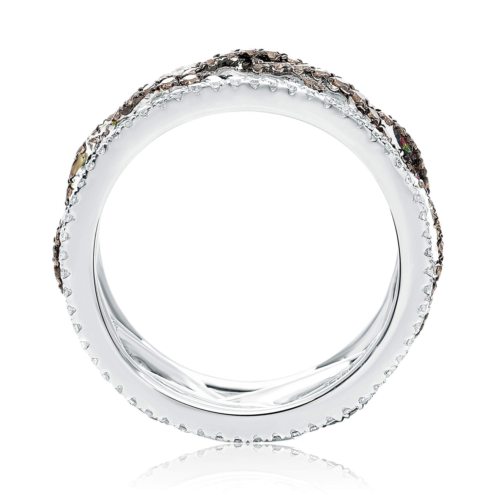14K White Gold Diamond & Champagne Diamond Eternity Band (1.47ctw)