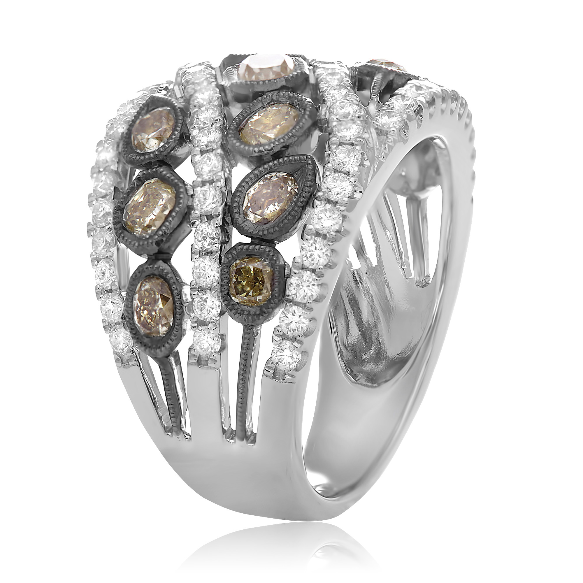 18K White Gold Multi-Color & Shape Diamond Band (2.79ctw)
