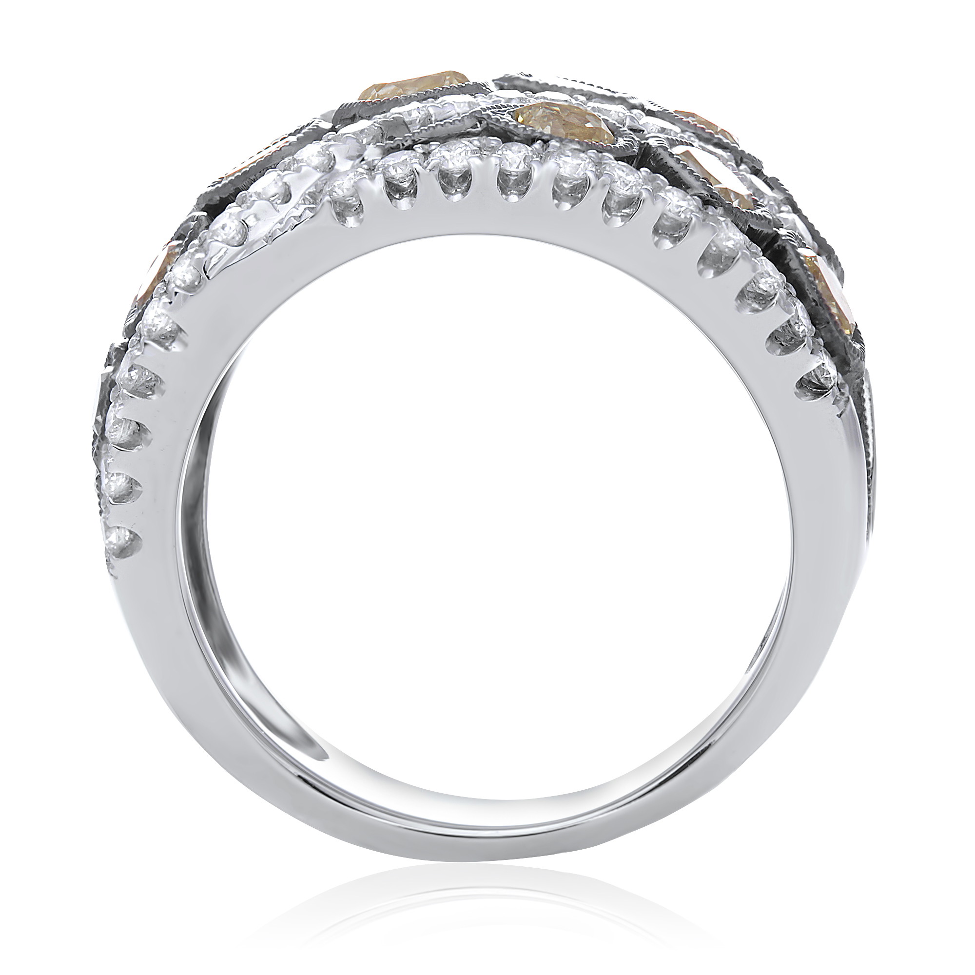 18K White Gold Multi-Color & Shape Diamond Band (2.79ctw)